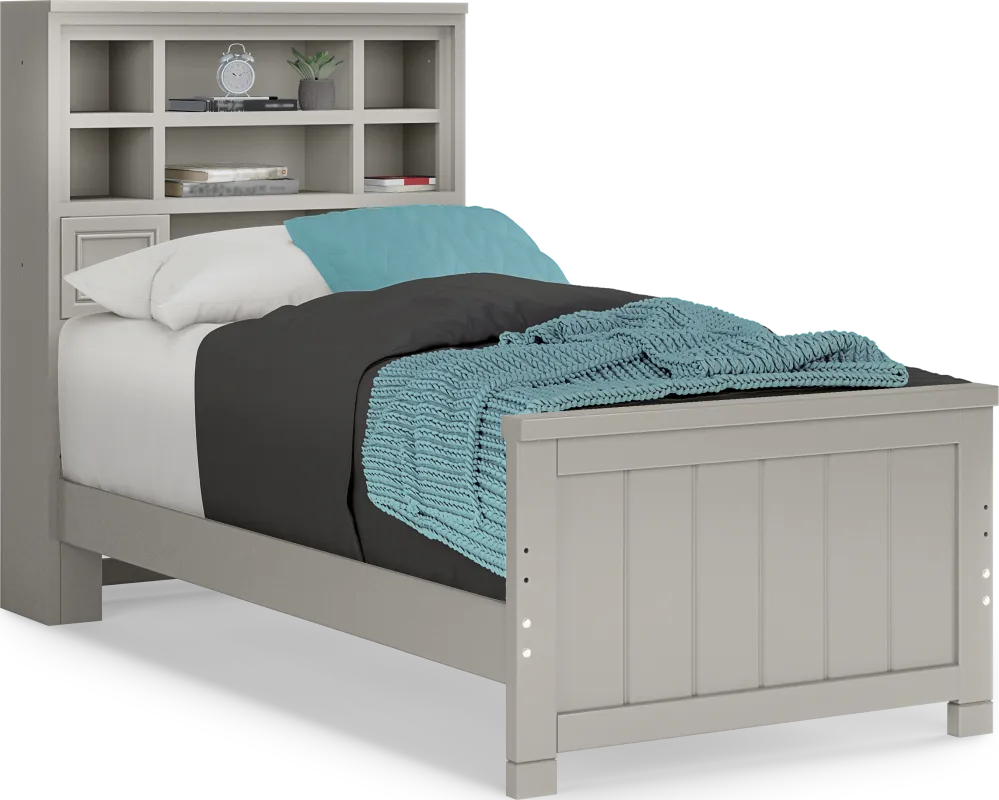 Kids Cottage Colors Gray Twin Bookcase Bed