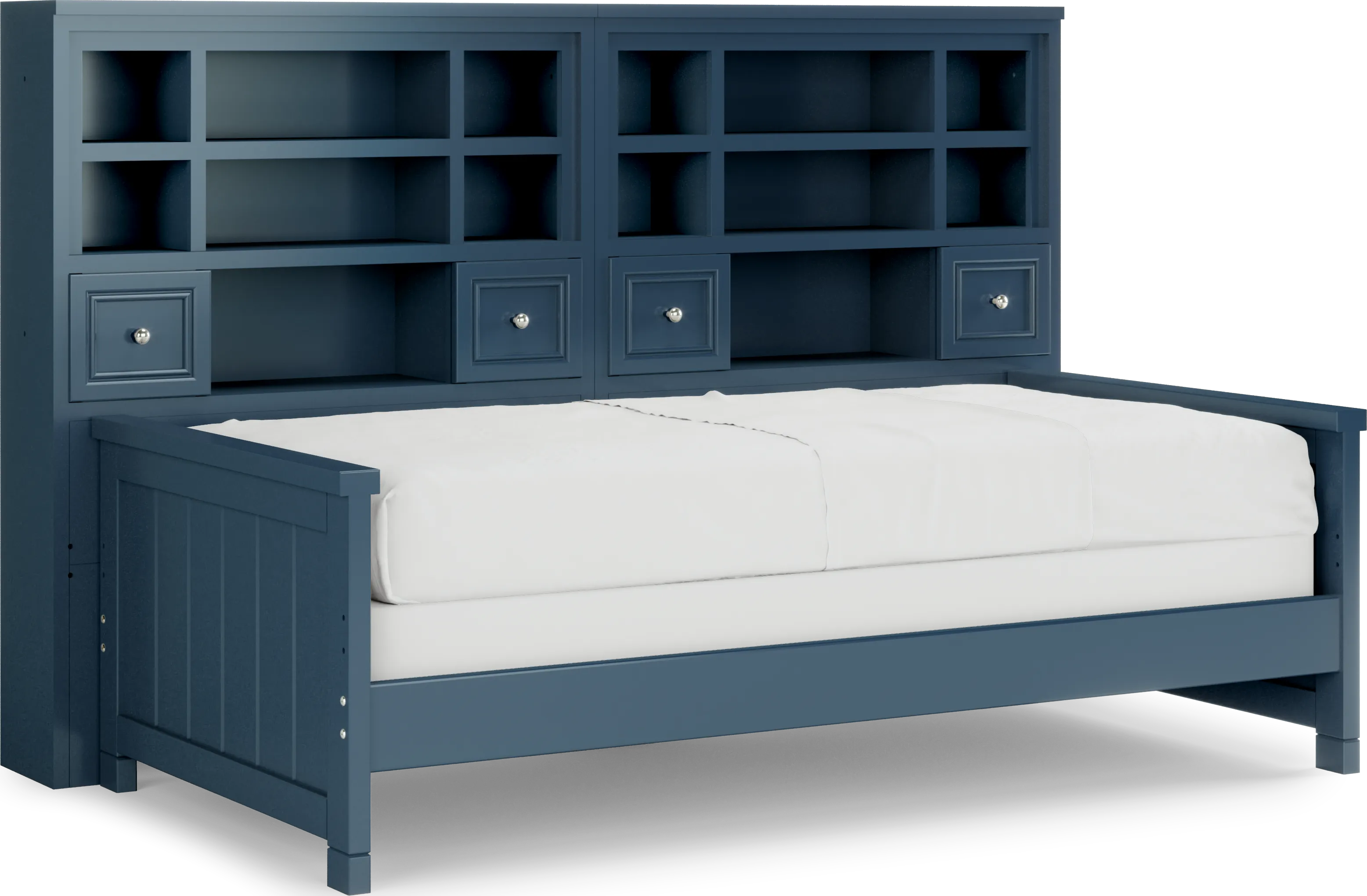 Kids Cottage Colors Navy Twin Bookcase Wall Bed - Thumbnail - Image 1
