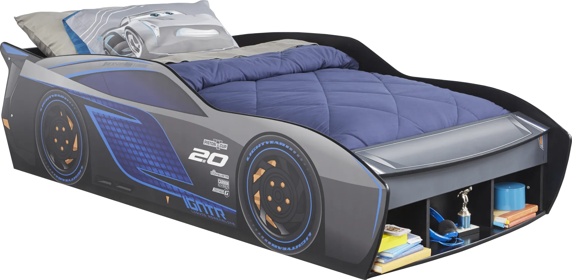 Disney/Pixar Cars Jackson Storm™ Blue 3 Pc Twin Car Bed - Image 1