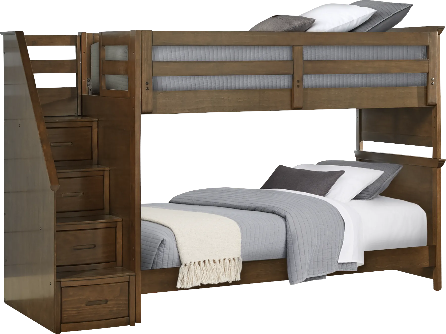 Kids Santa Cruz Brown Cherry Twin/Twin Step Bunk Bed - Thumbnail - Image 1