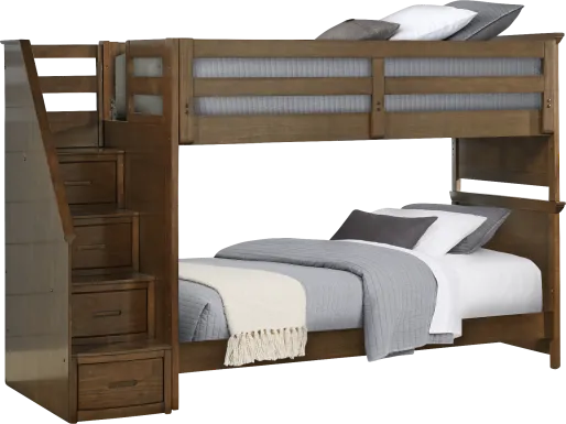 Kids Santa Cruz Brown Cherry Twin/Twin Step Bunk Bed