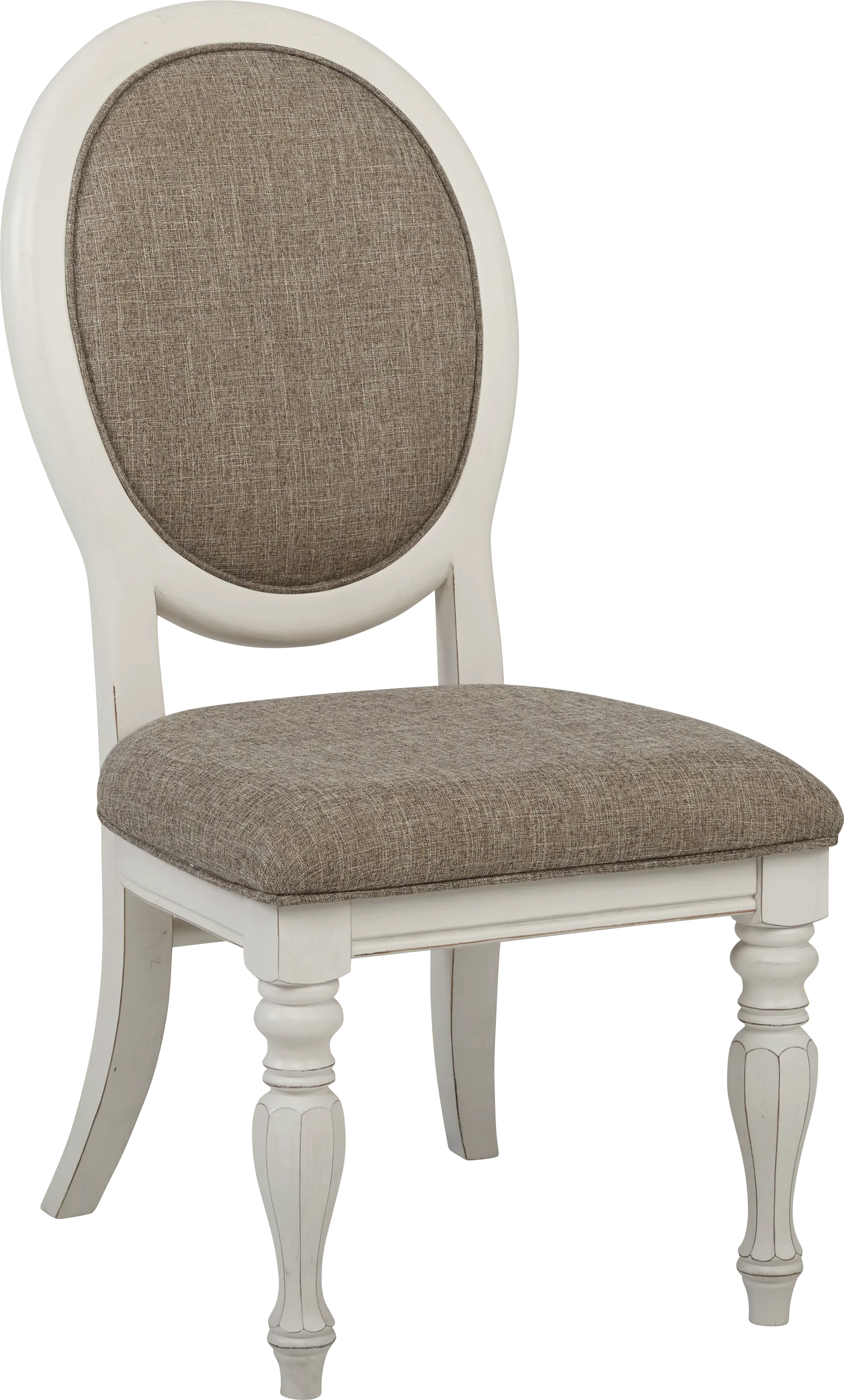 French Market White 5 Pc Round Dining Room with Oval Chairs - Image 4