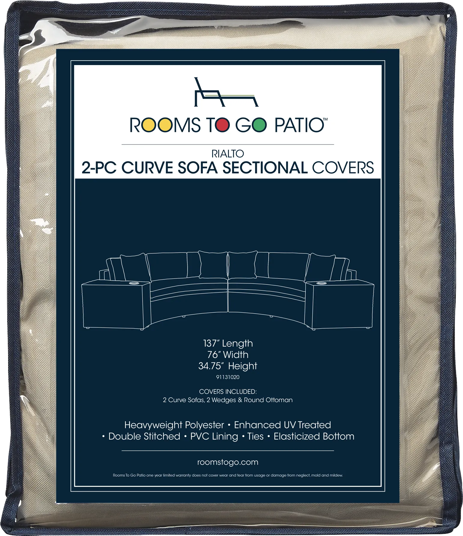 Rialto 2 Pc Patio Curved Sectional Cover - Image 1