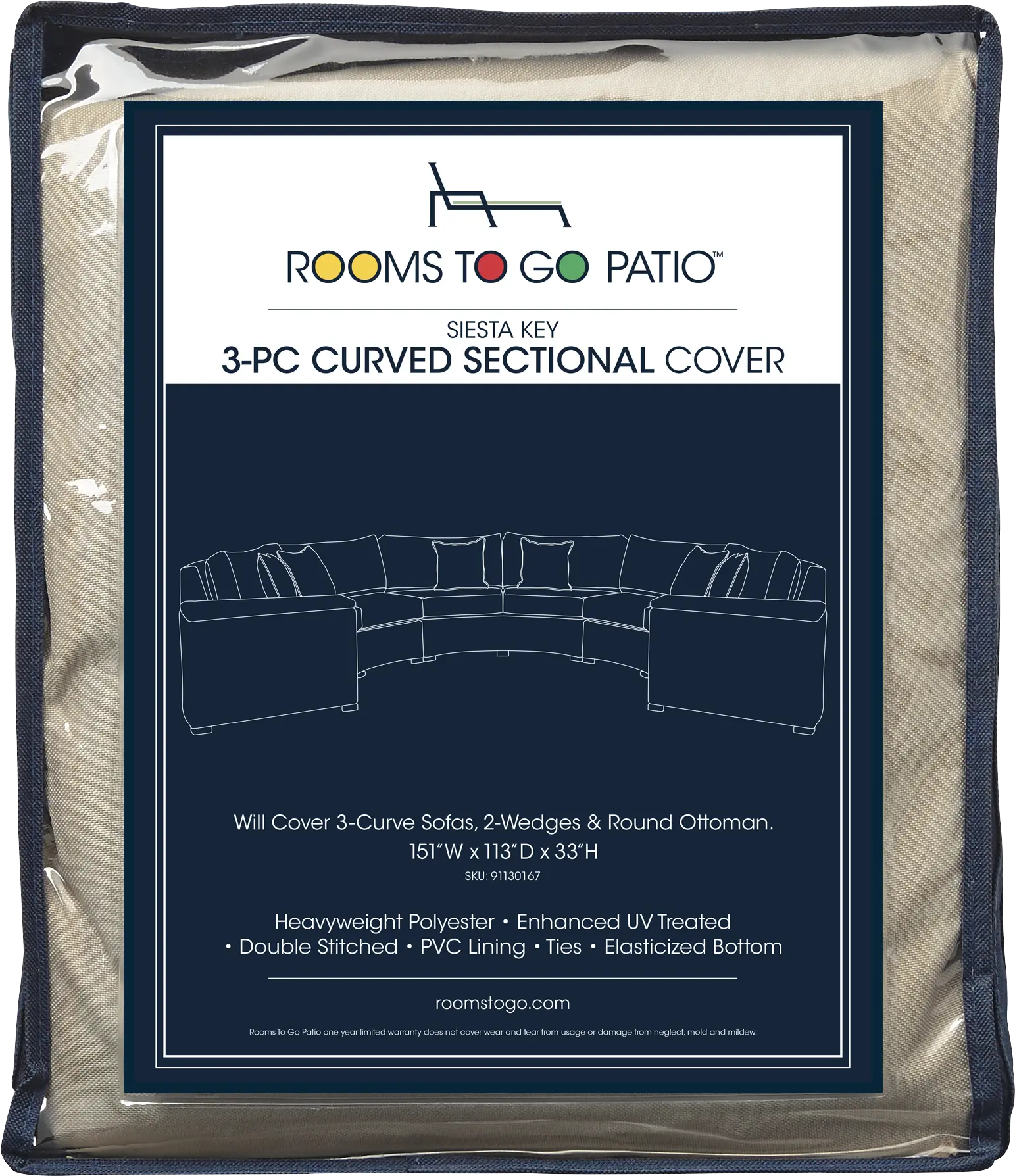 Siesta Key 3 Pc Patio Curved Sectional Cover