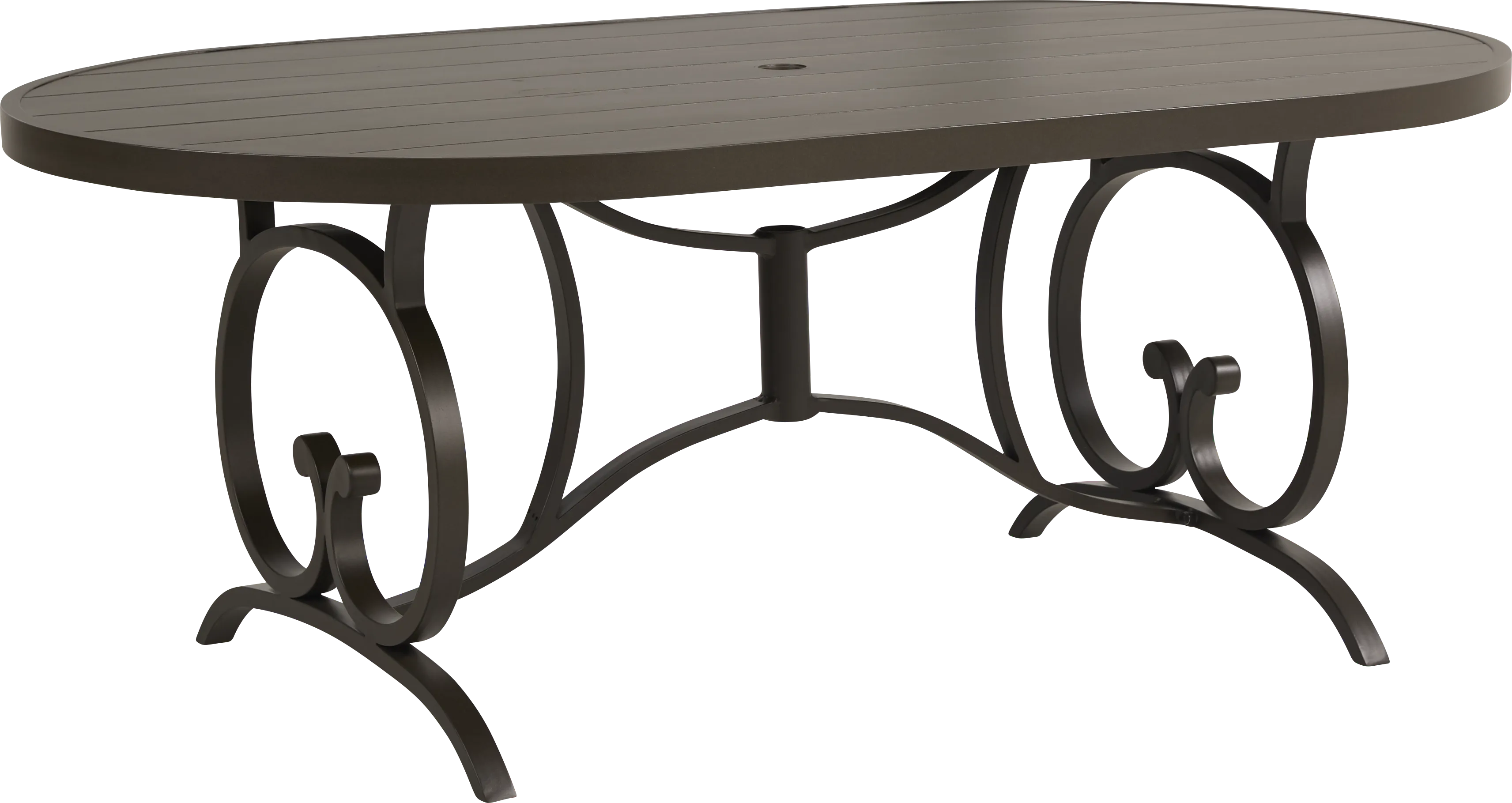 Lake Breeze Aged Bronze 7 Pc Oval Outdoor Dining Set with Hemp-Colored Cushions - Thumbnail - Image 2