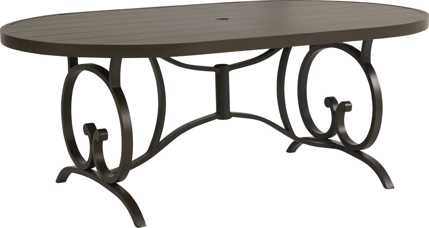 Lake Breeze Aged Bronze 78 in. Oval Outdoor Dining Table