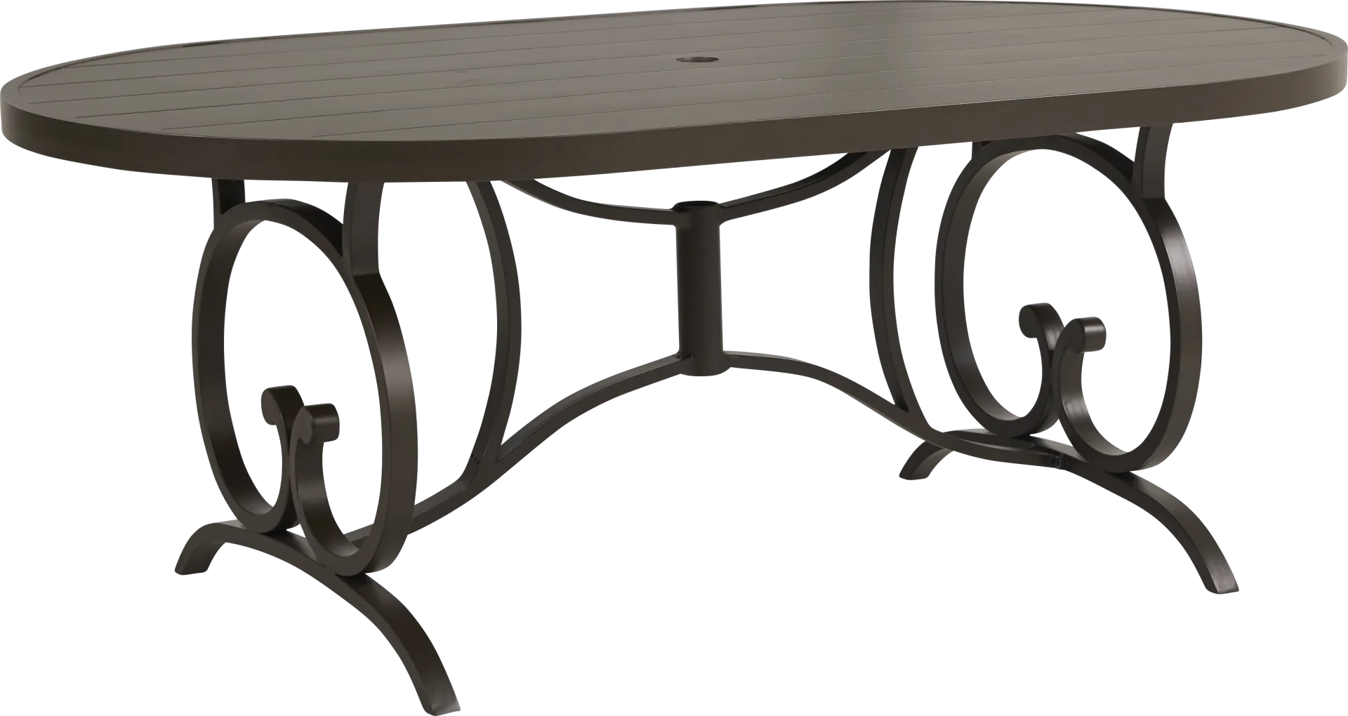 Lake Breeze Aged Bronze 7 Pc Oval Outdoor Dining Set with Hemp-Colored Cushions - Image 2