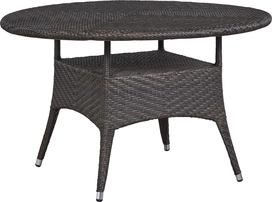 Bay Terrace Brown Wicker 48 in. Round Outdoor Dining Table