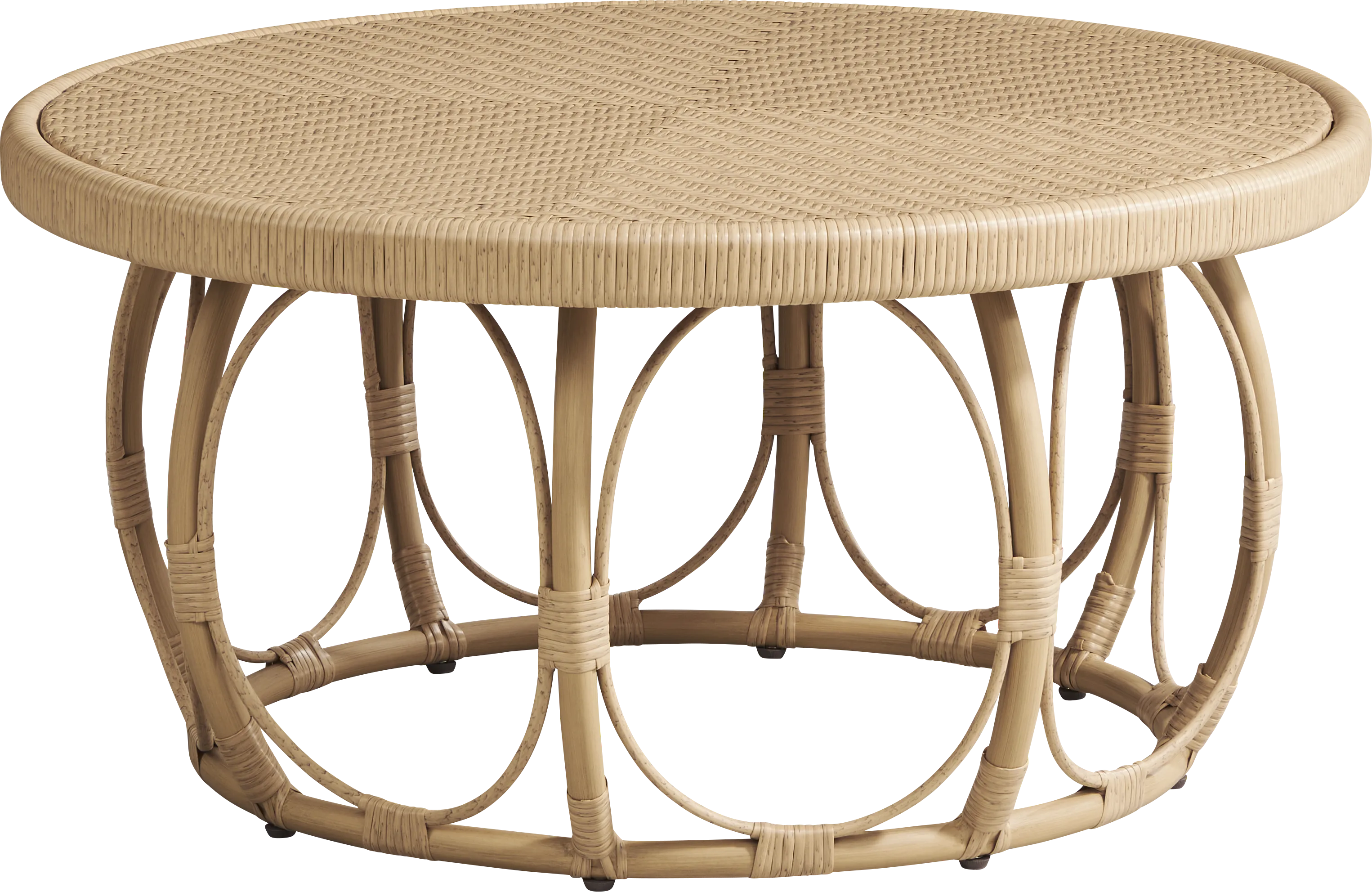 Coronado Sandstone 5 Pc Round Outdoor Chat Seating Set with Vapor Cushions - Thumbnail - Image 3
