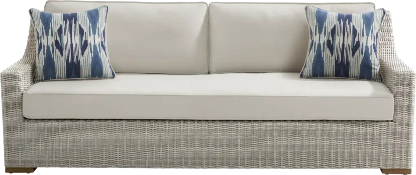 Patmos Gray Outdoor Sofa with Linen Cushions
