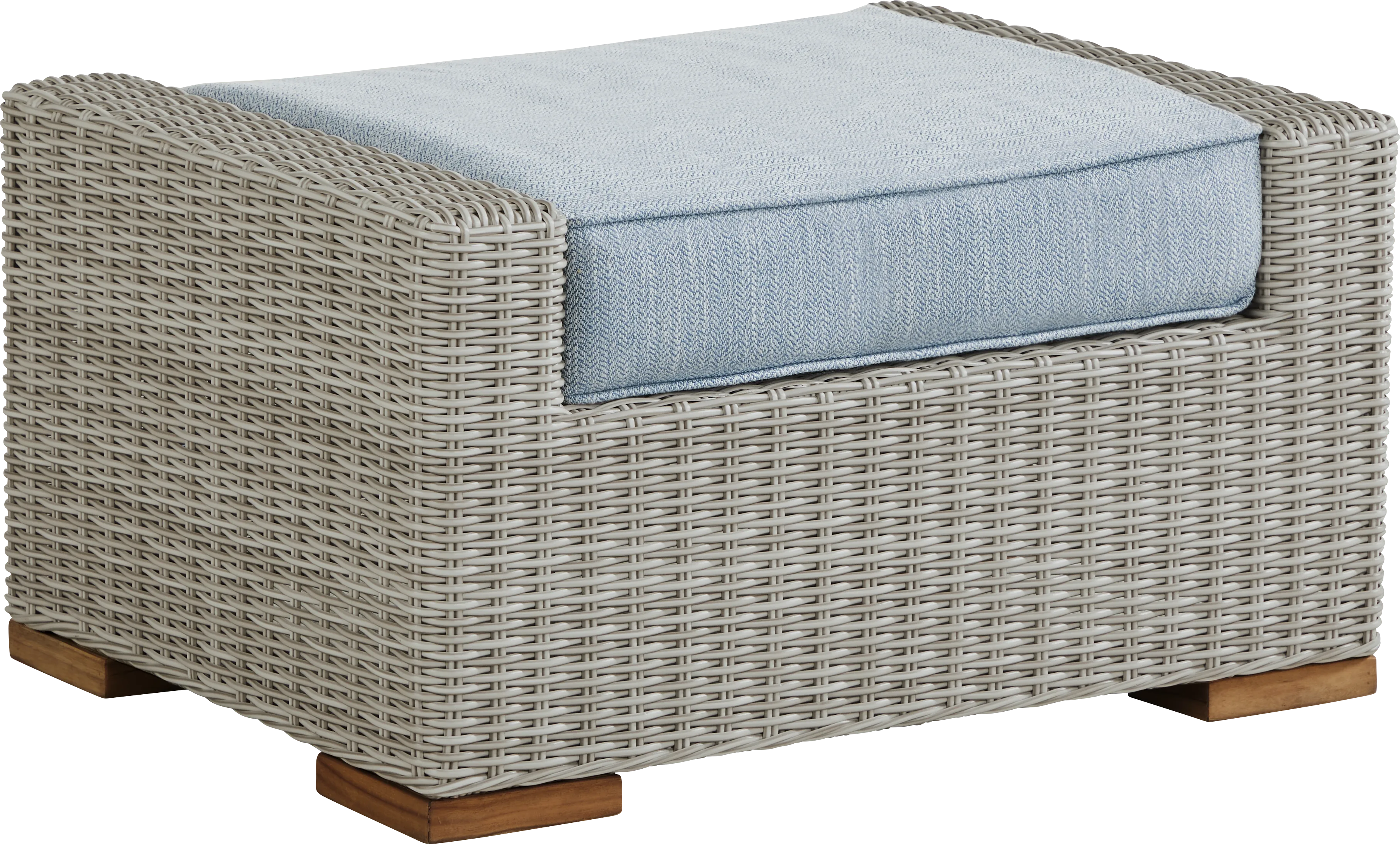 Patmos Gray Outdoor Ottoman with Steel Cushion - Thumbnail - Image 1