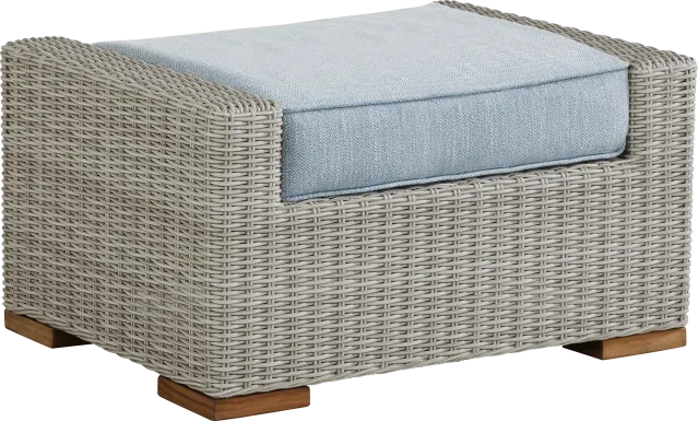 Patmos Gray Outdoor Ottoman with Steel Cushion