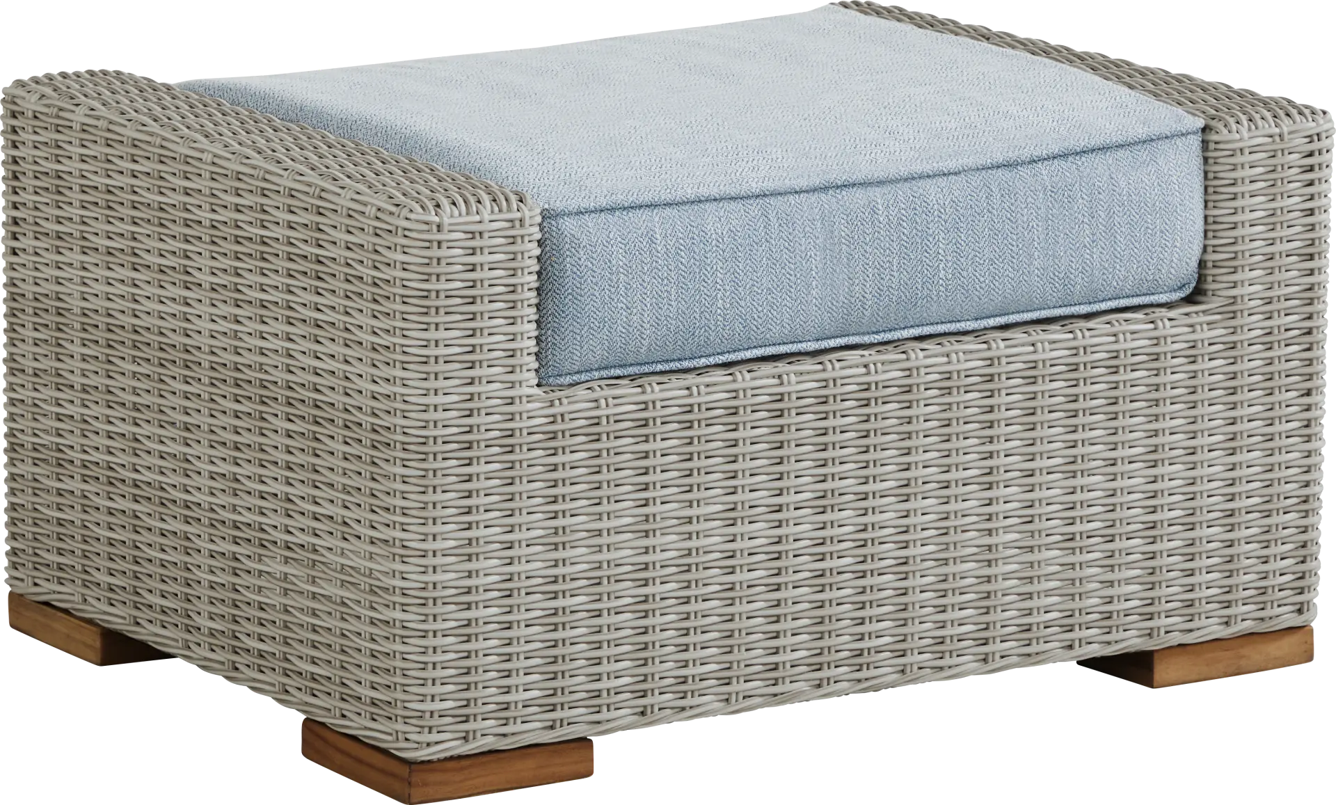 Patmos Gray Outdoor Ottoman with Steel Cushion