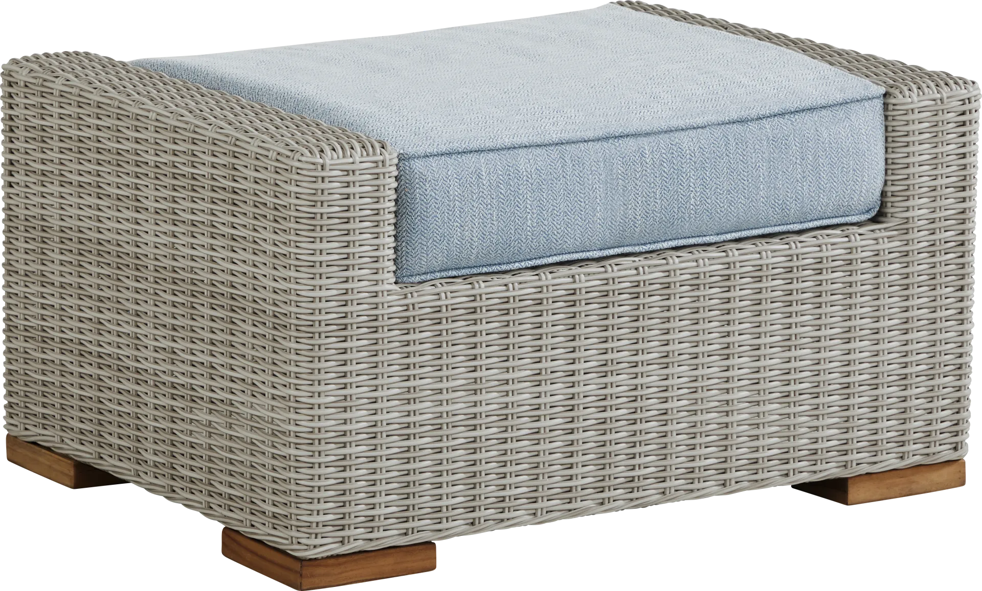 Patmos Gray Outdoor Ottoman with Steel Cushion - Image 1