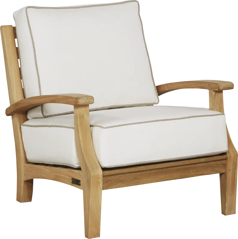 Pleasant Bay Teak Outdoor Chair with White Sand Cushions