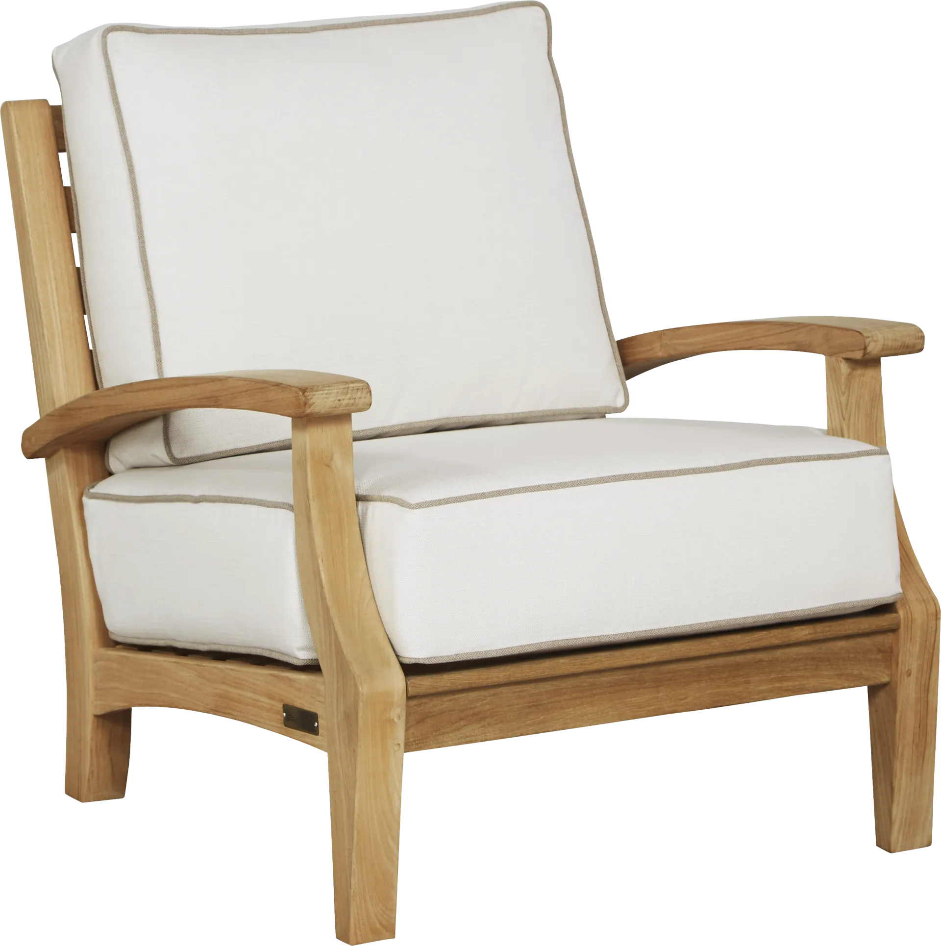 Pleasant Bay Teak Outdoor Chair with White Sand Cushions - Image 1
