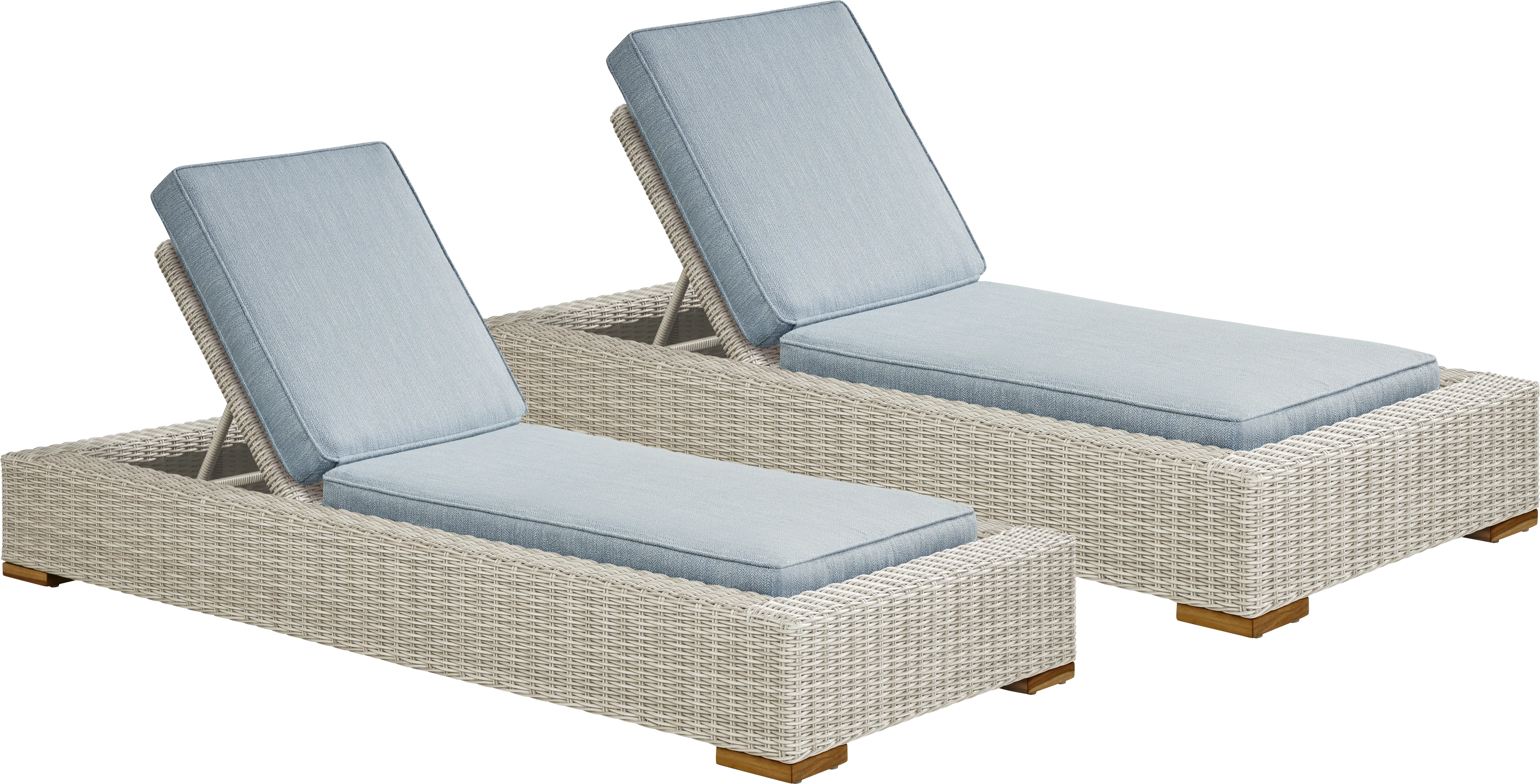 Patmos Gray Outdoor Chaise with Steel Cushions, Set of 2 - Thumbnail - Image 1