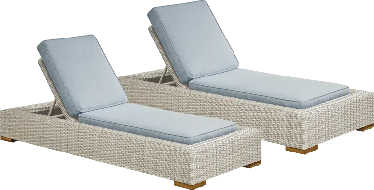 Patmos Gray Outdoor Chaise with Steel Cushions, Set of 2
