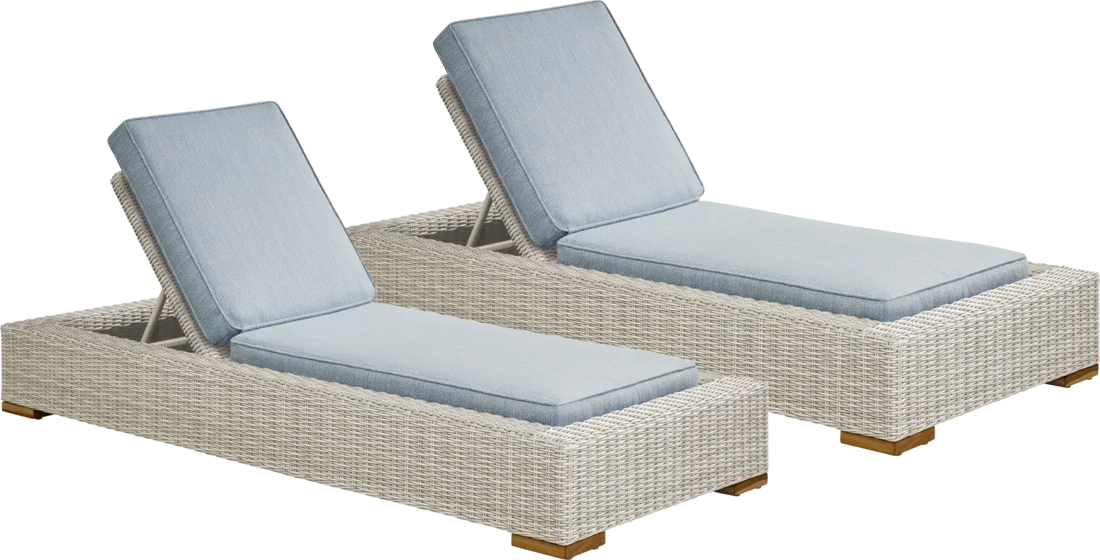 Patmos Gray Outdoor Chaise with Steel Cushions, Set of 2