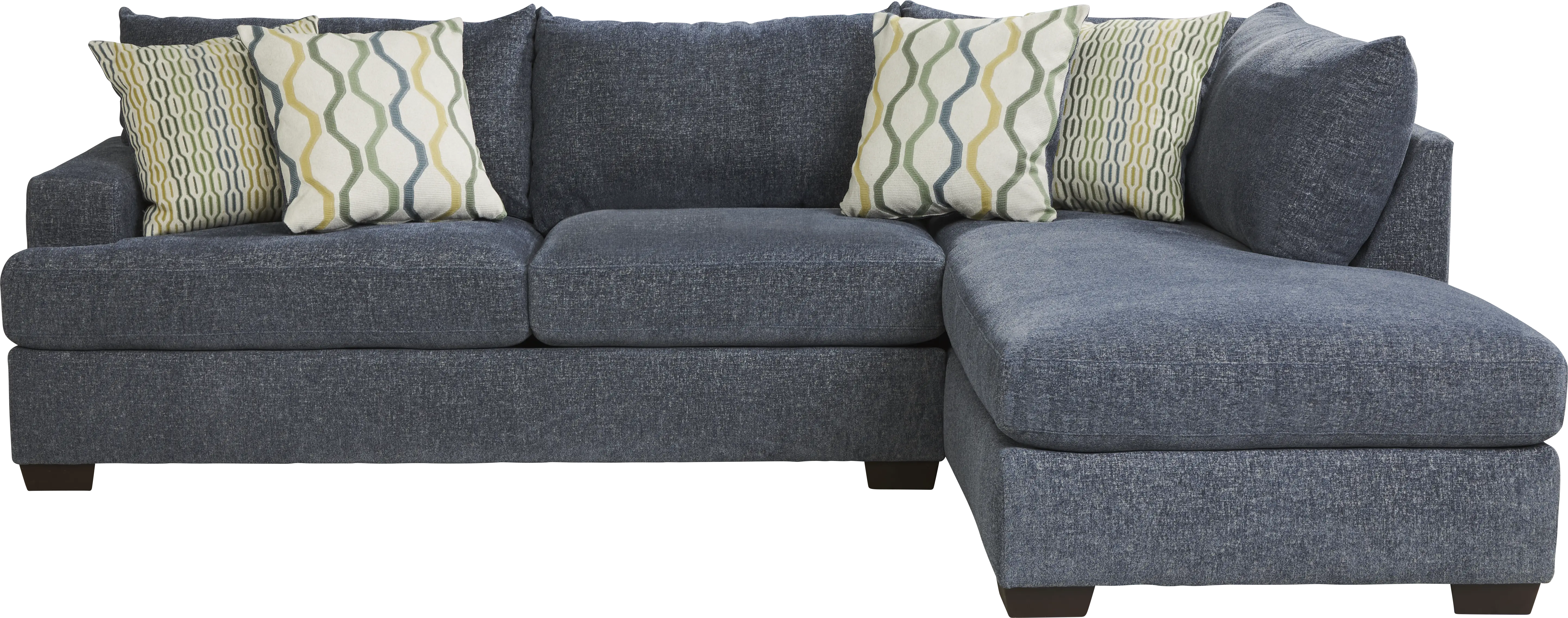 Briar Street Blue Chenille 5 Pc Sectional Living Room - Thumbnail - Image 2