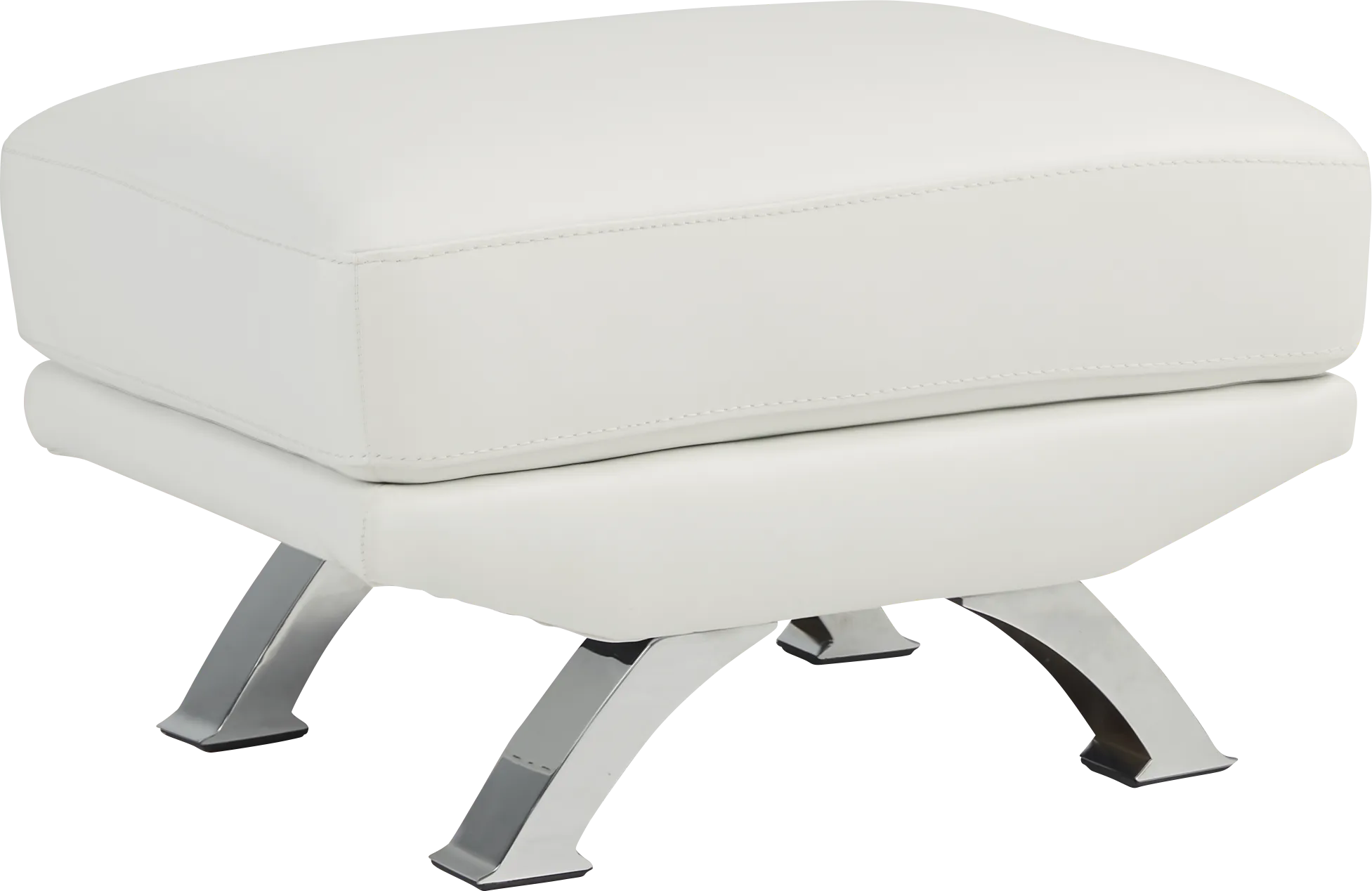 Zamora White Leather Ottoman - Thumbnail - Image 1