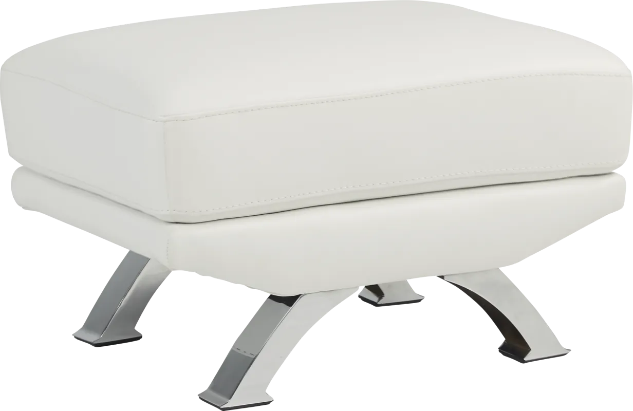 Zamora White Leather Ottoman