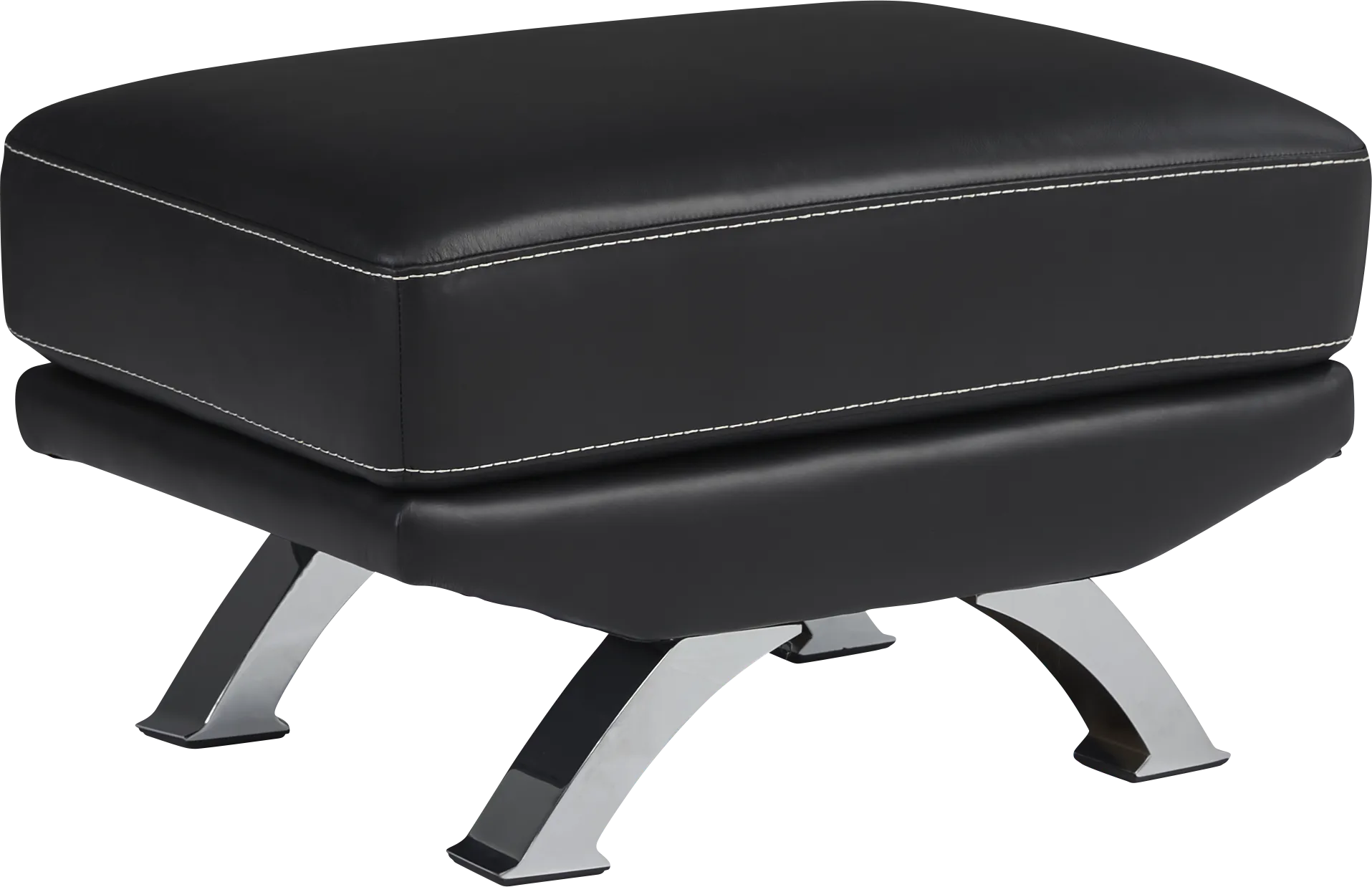 Zamora Black Leather Ottoman - Image 1