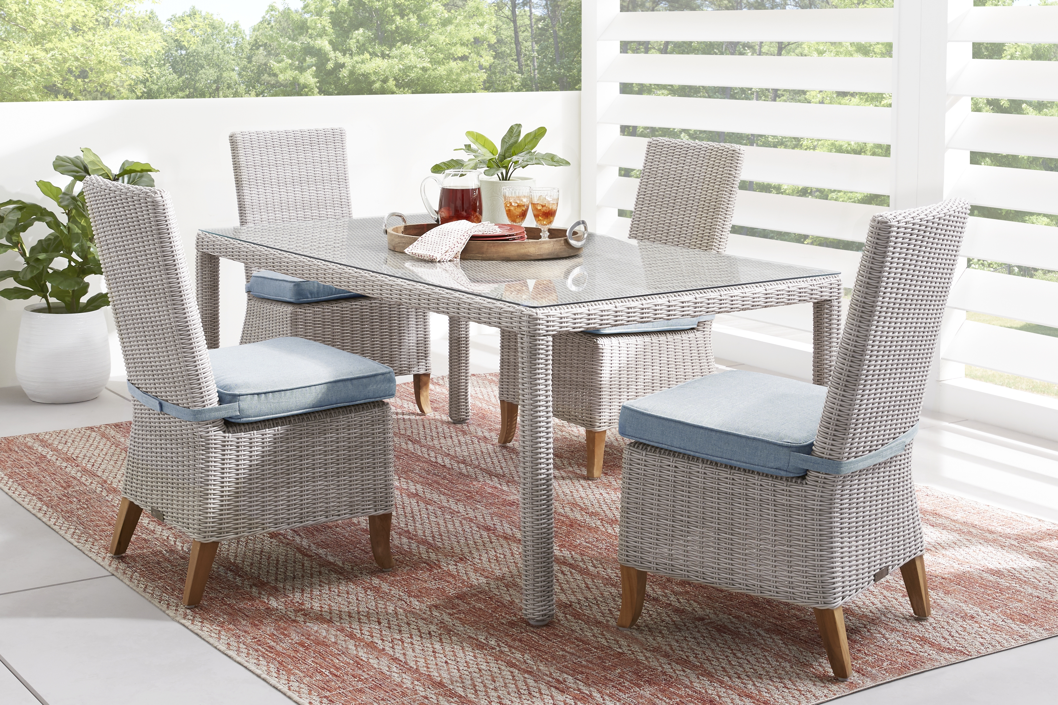 Patmos Gray 5 Pc Outdoor Dining Set with Steel Cushions - Thumbnail - Image 1