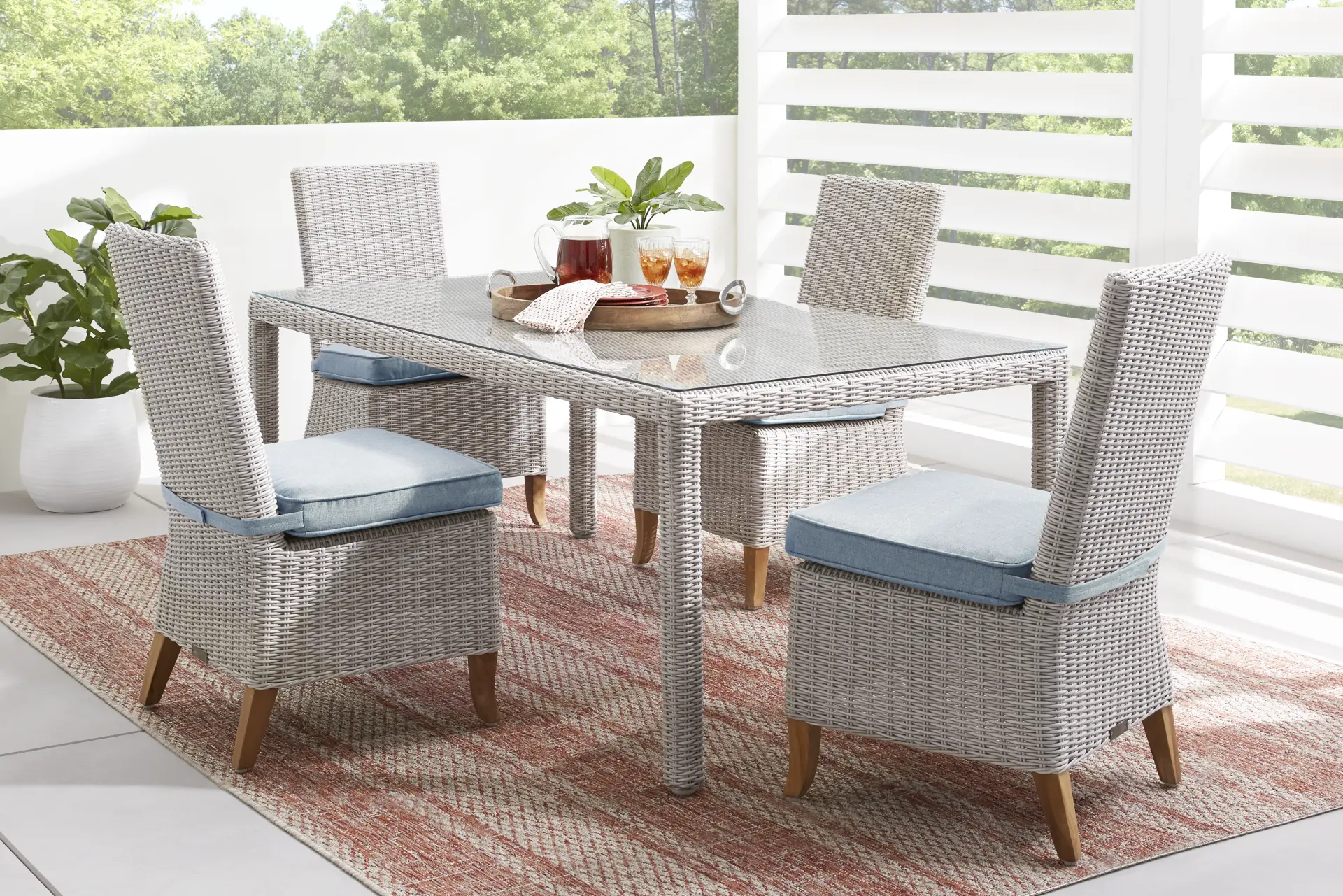 Patmos Gray 5 Pc Outdoor Dining Set with Steel Cushions