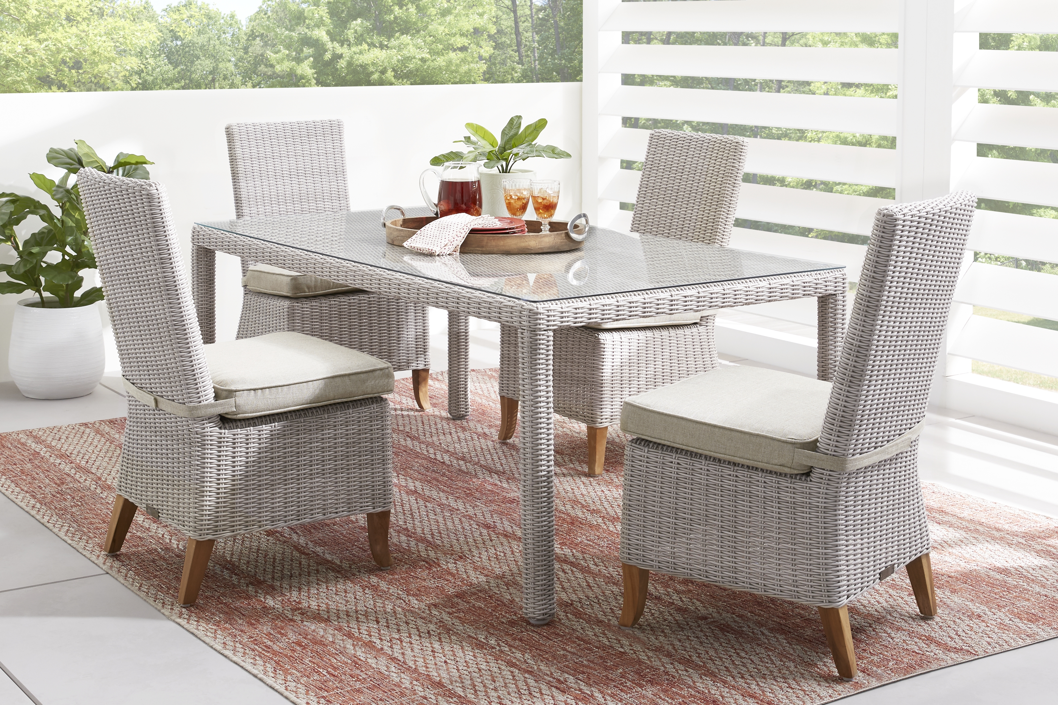 Patmos Gray Wicker Rectangle Outdoor Dining Table - Thumbnail - Image 2