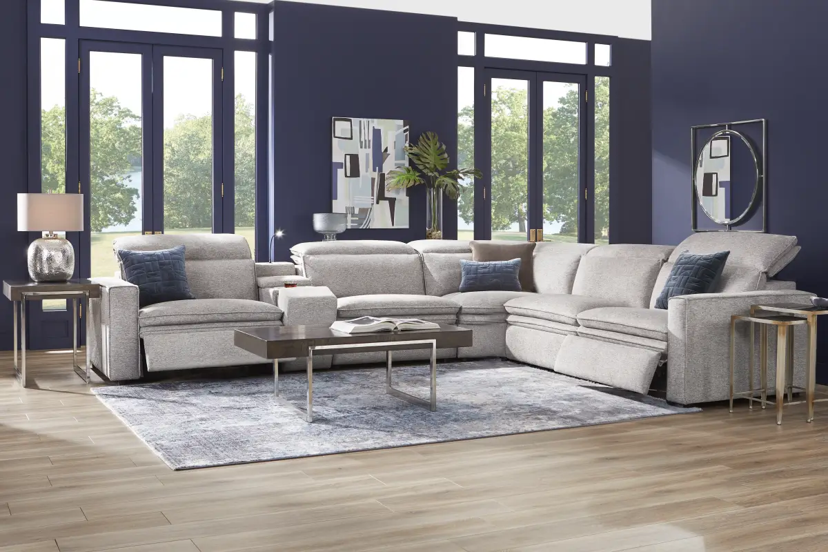 Salvator Street Gray 6 Pc Dual Power Reclining Sectional