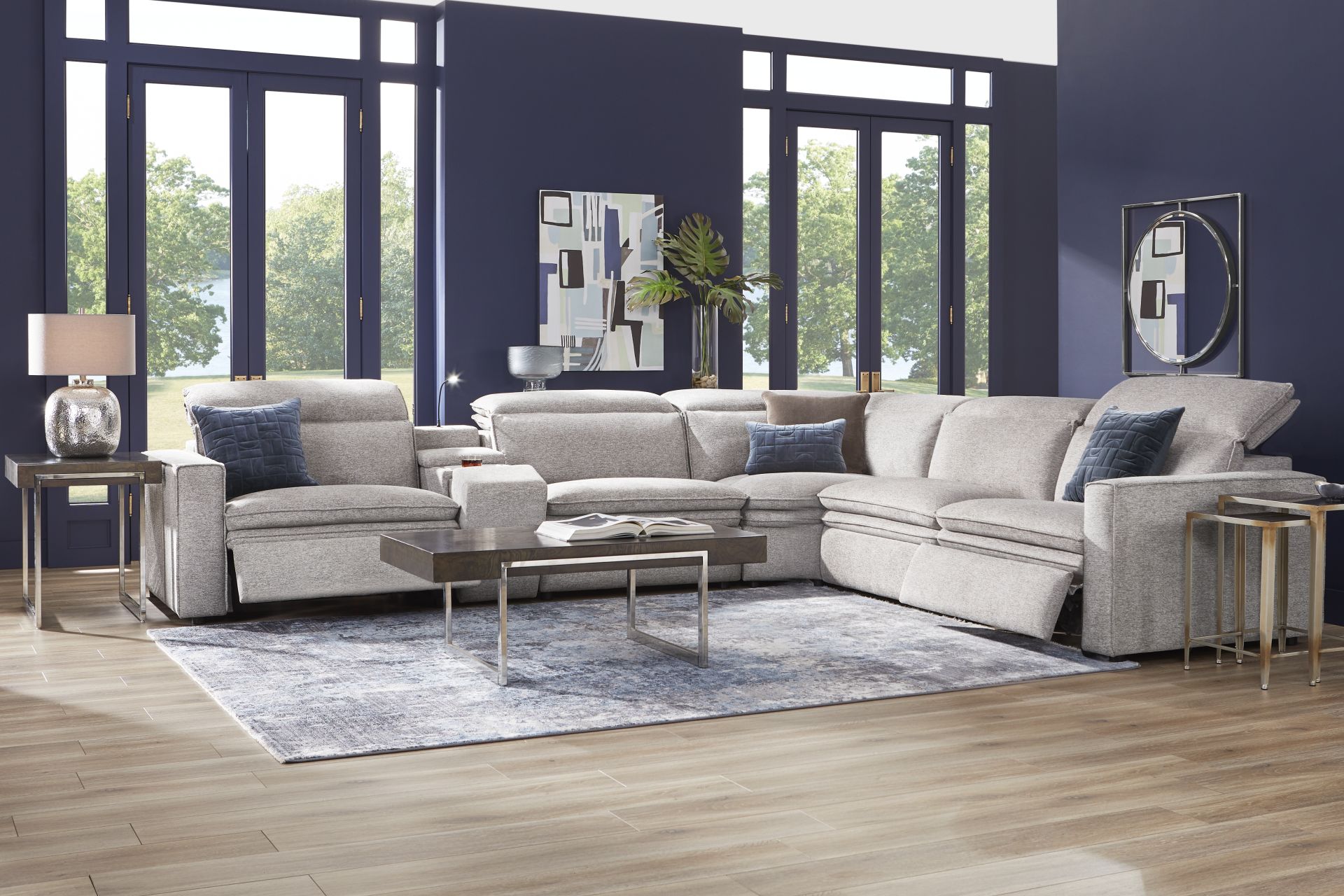 Salvator Street Gray 6 Pc Dual Power Reclining Sectional - Image 2