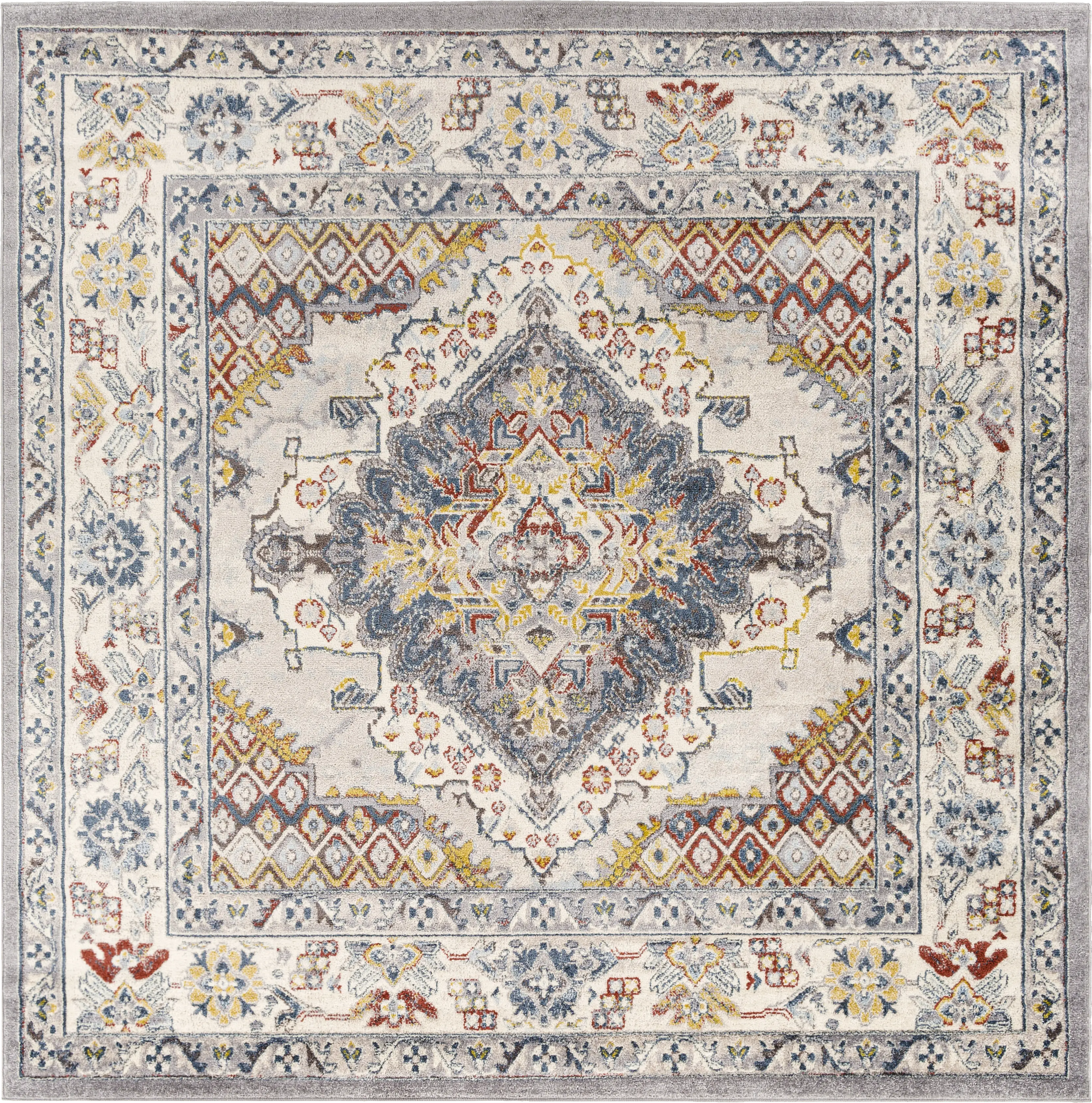 Anilya I Dark Blue 7'10 x 7'10 Square Rug - Thumbnail - Image 1