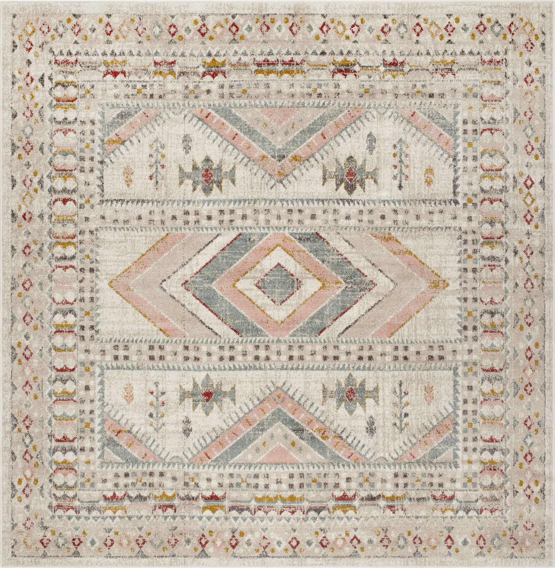 Aloria IV Beige 6'7 Square Rug - Image 1