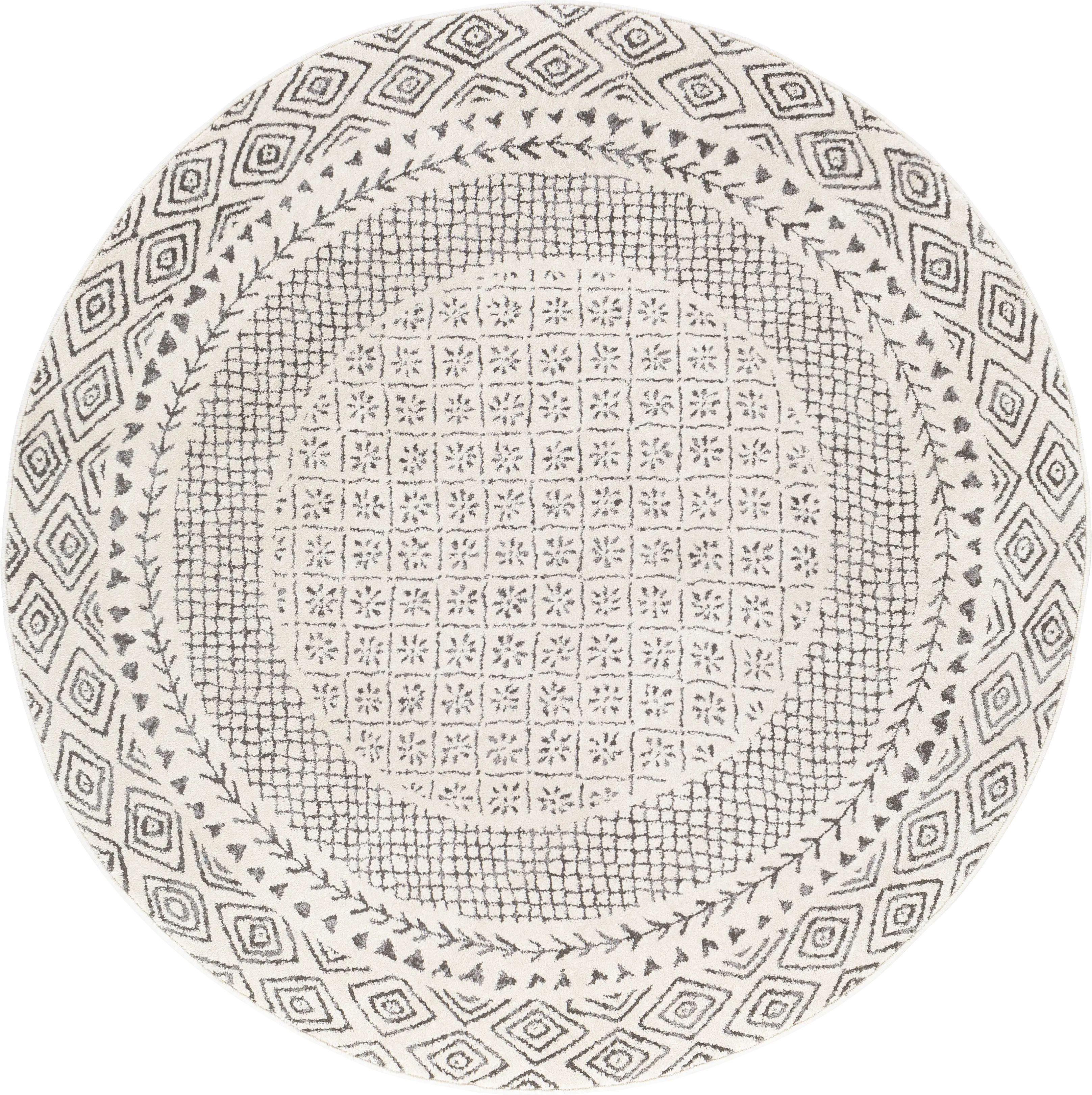Elnaria Charcoal 5'3 Round Rug - Thumbnail - Image 1