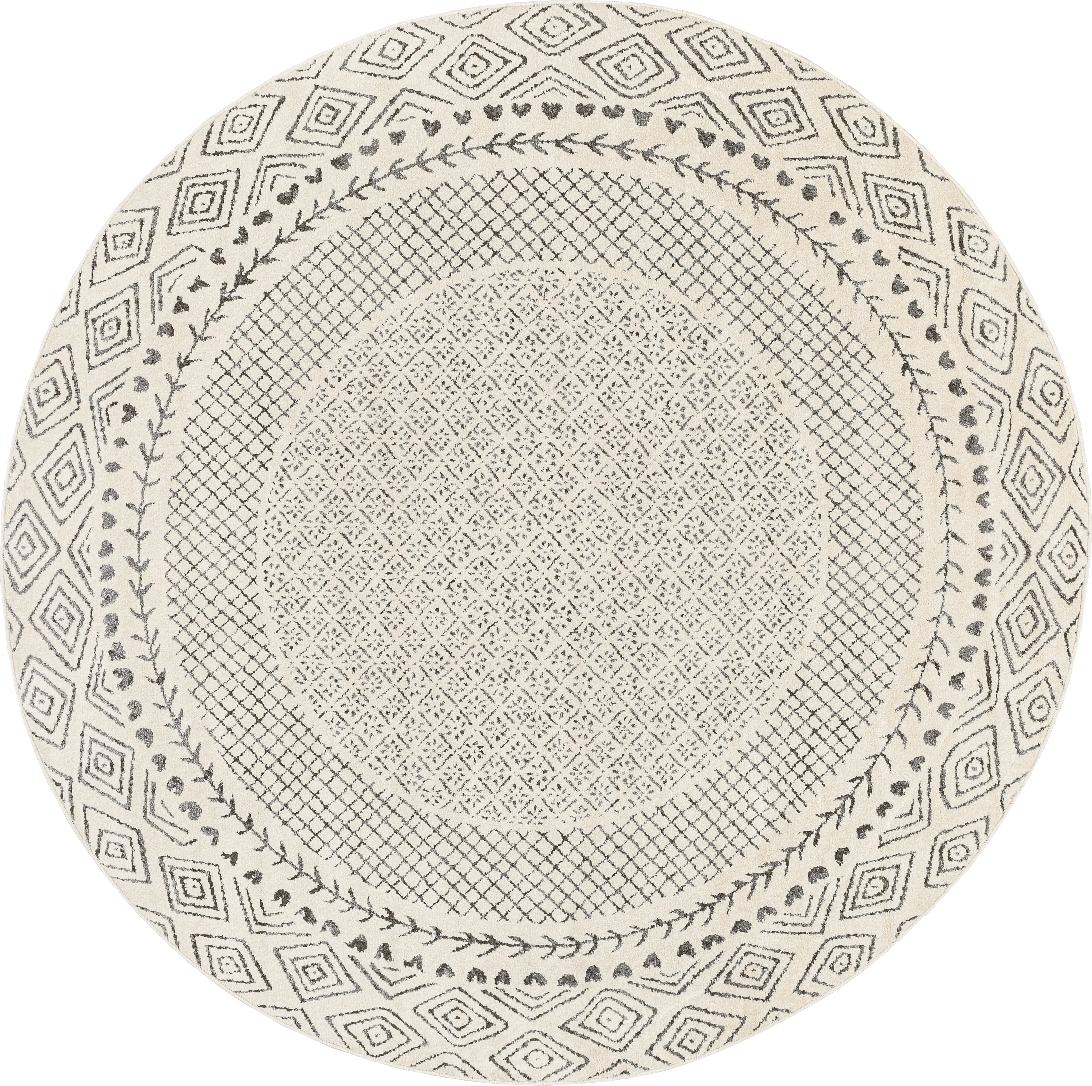 Elnaria Charcoal 6'7 Round Rug - Thumbnail - Image 1