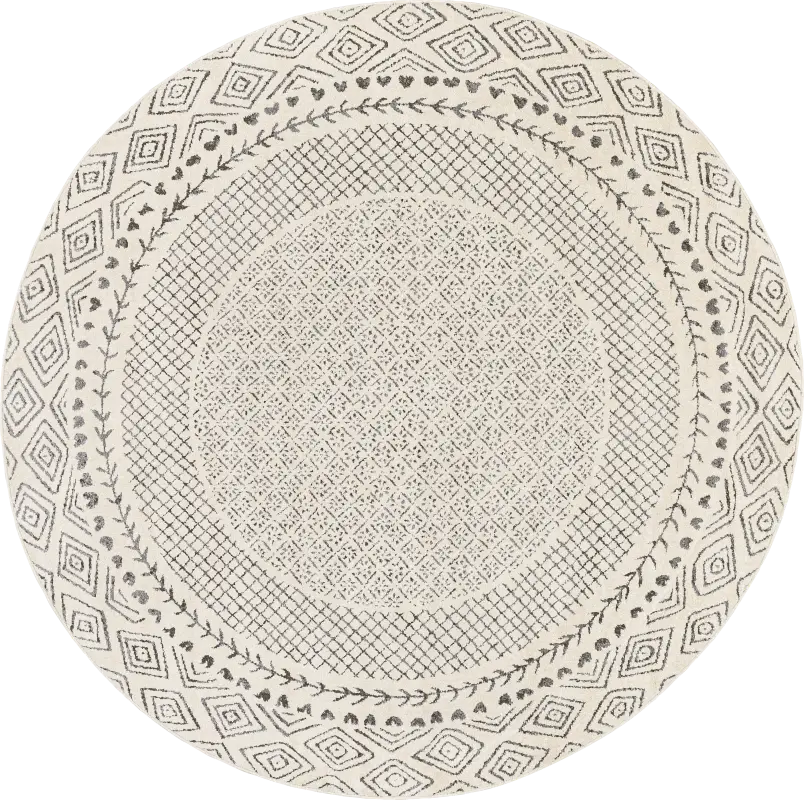 Elnaria Charcoal 6'7 Round Rug