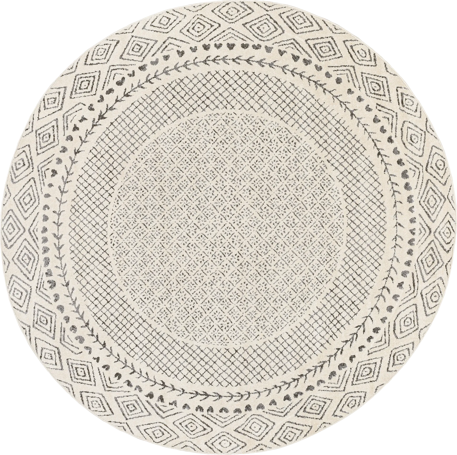 Elnaria Charcoal 6'7 Round Rug - Image 1