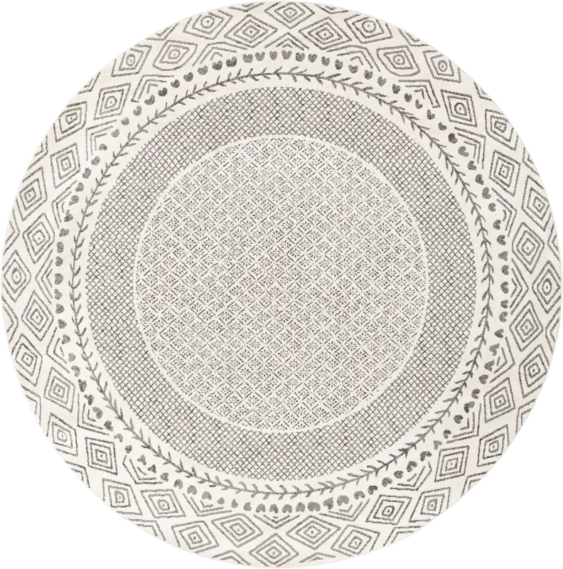 Elnaria Charcoal 7'10 Round Rug