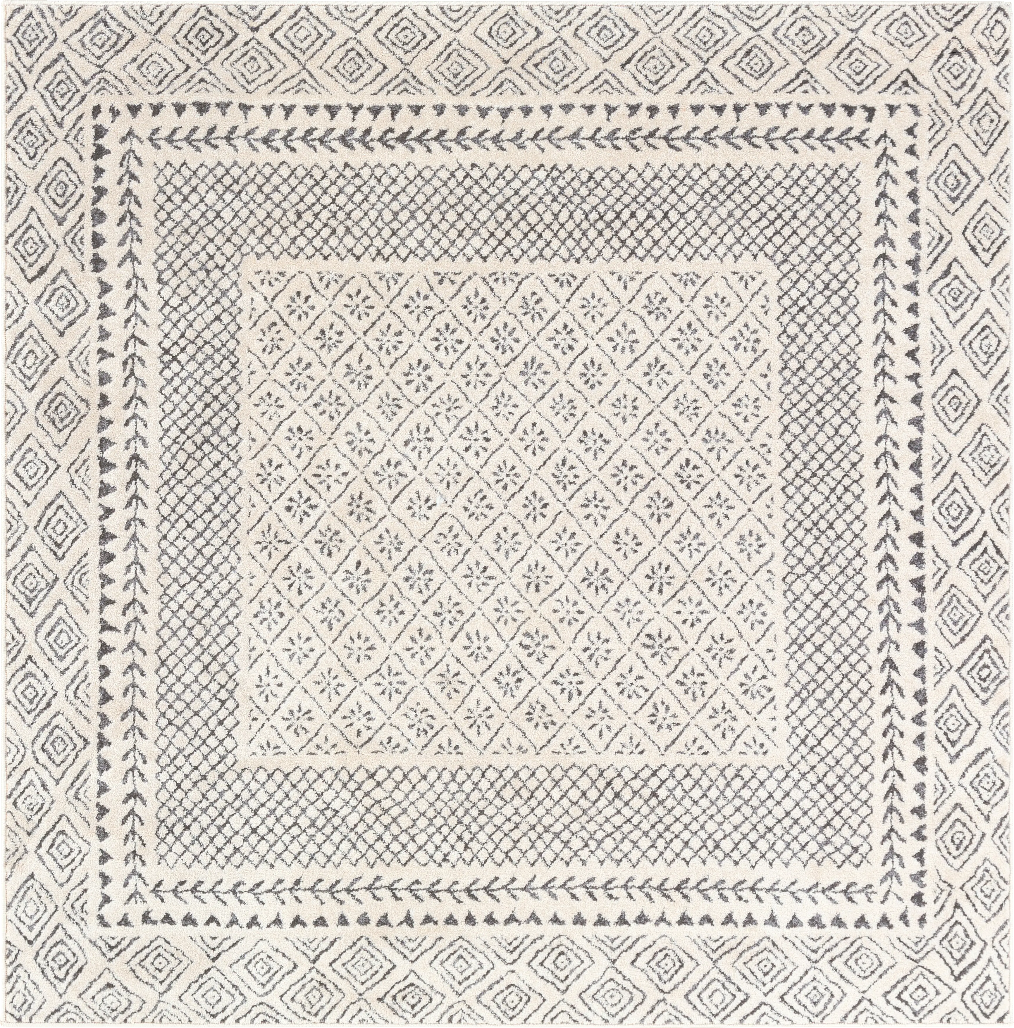 Elnaria Charcoal 5'3 Square Rug - Thumbnail - Image 1