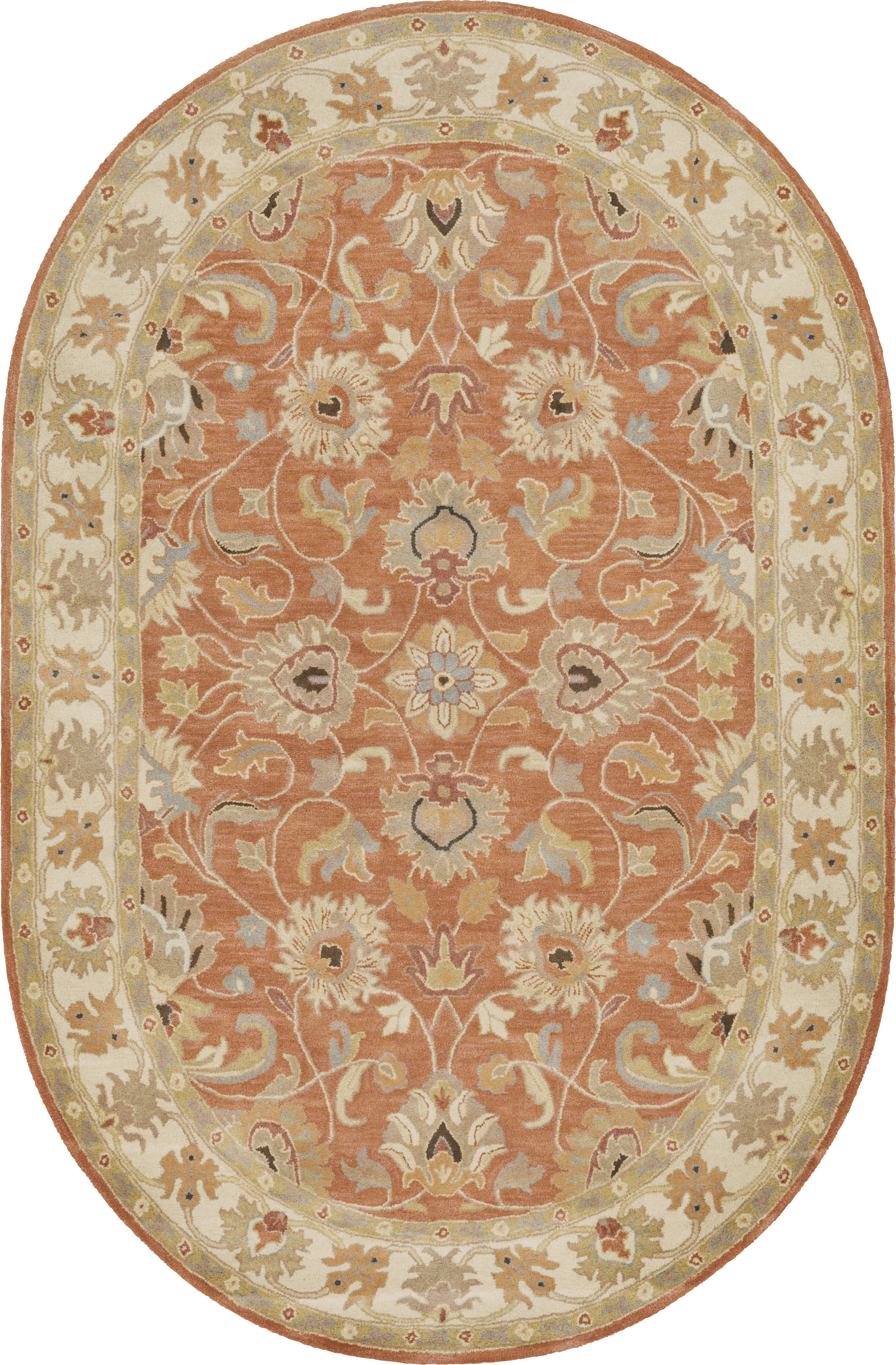 Belinera Orange 6' x 9' Oval Rug - Thumbnail - Image 1