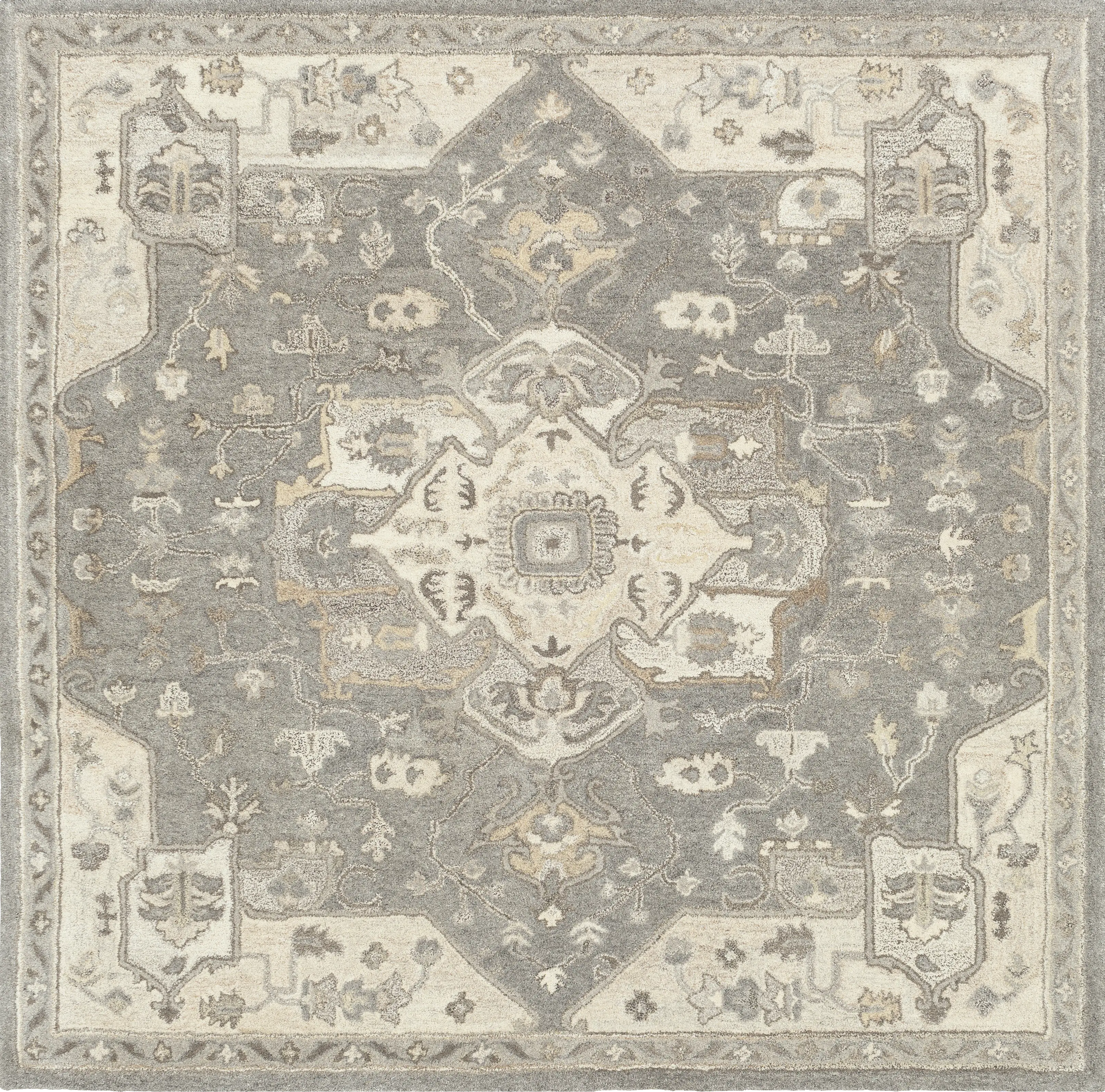 Belinera V Beige 6' Square Rug - Thumbnail - Image 1