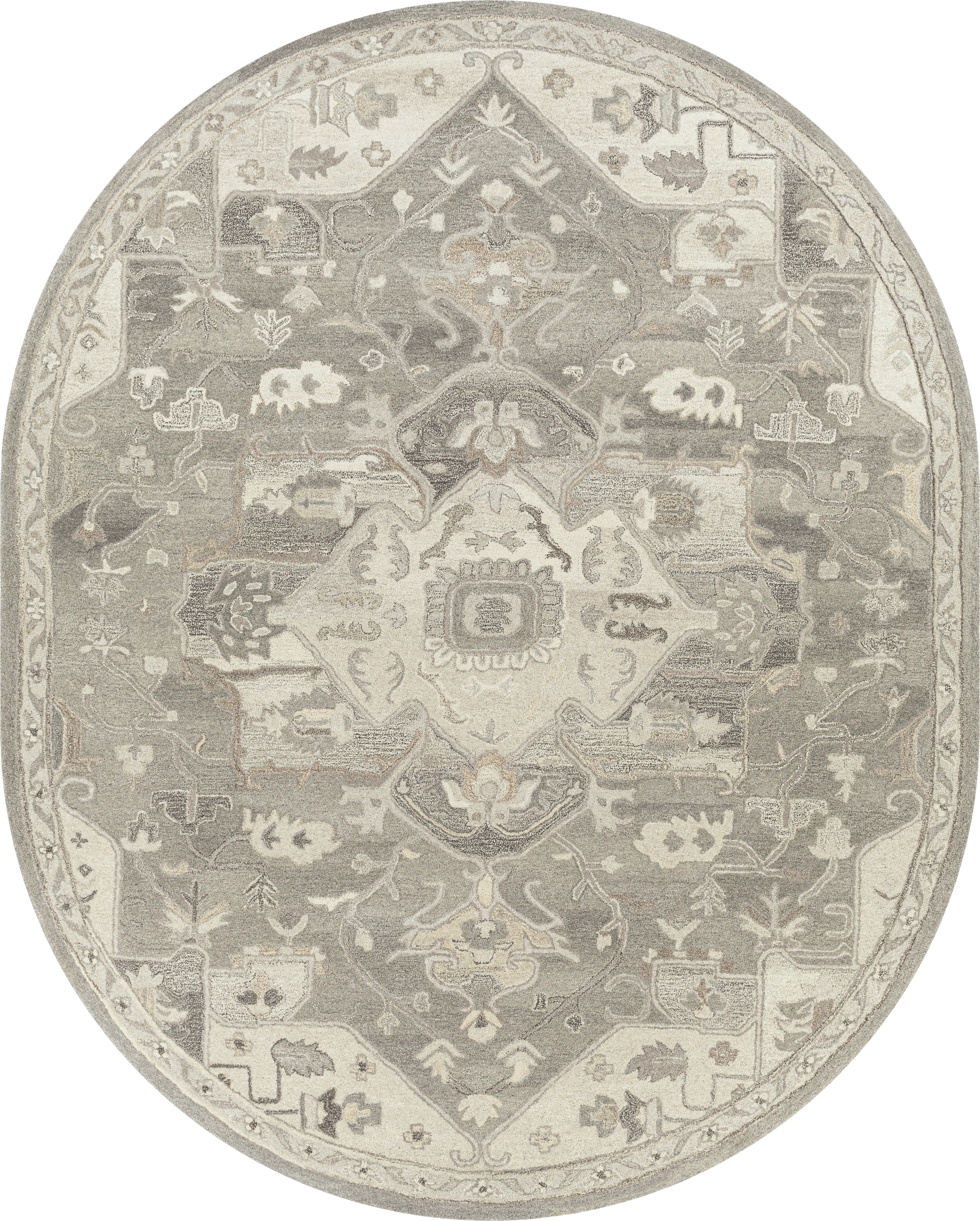 Belinera V Beige 8' x 10' Oval Rug - Thumbnail - Image 1