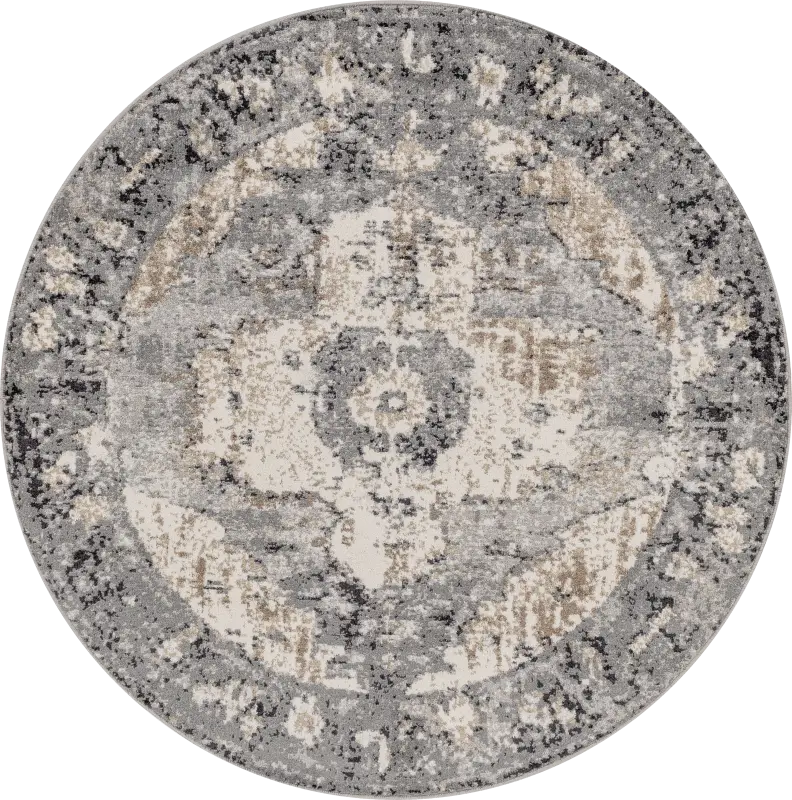 Elseina I Charcoal 7'10 Round Rug