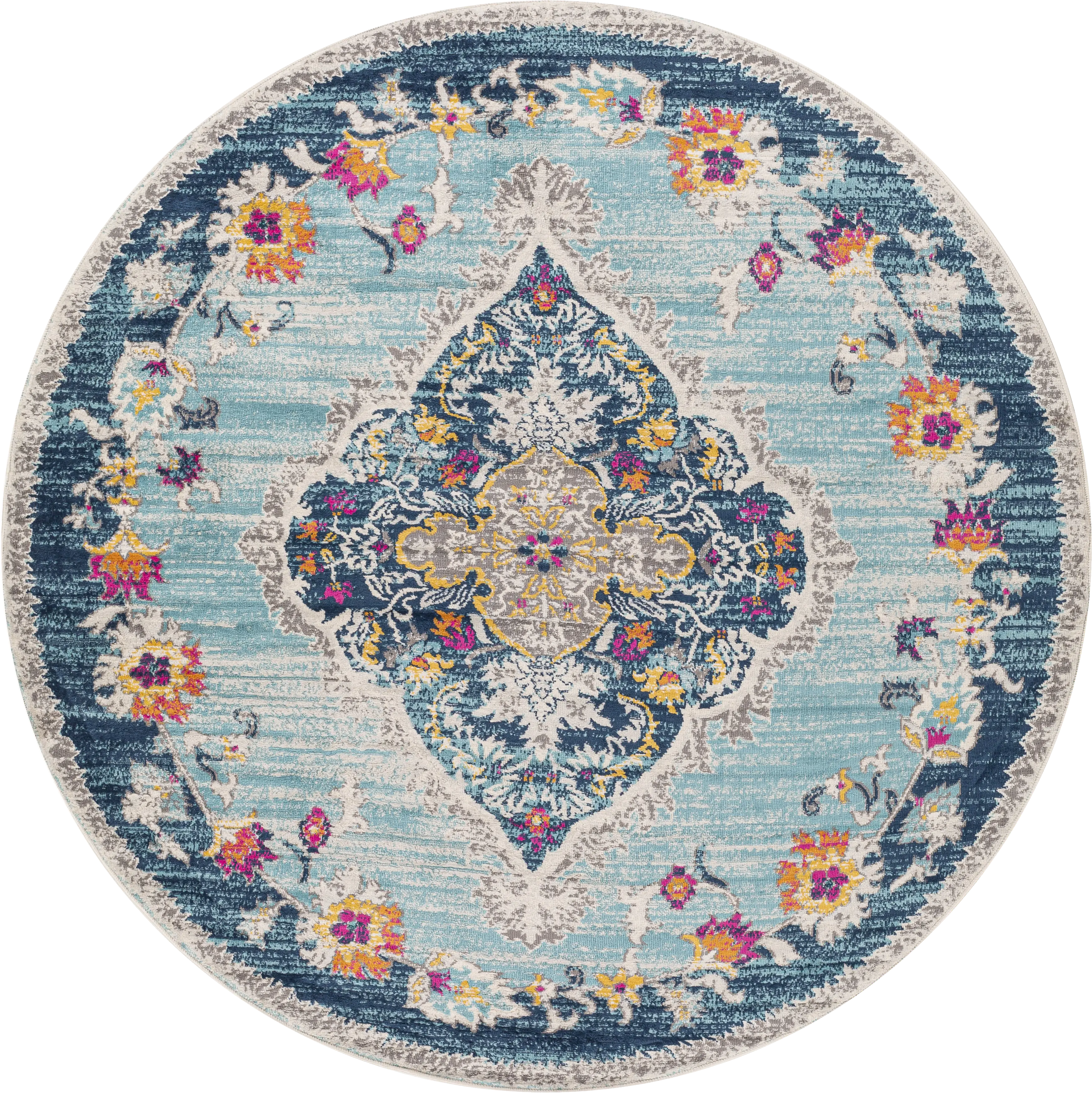 Loransa I Blue 5'3 Round Rug - Thumbnail - Image 1