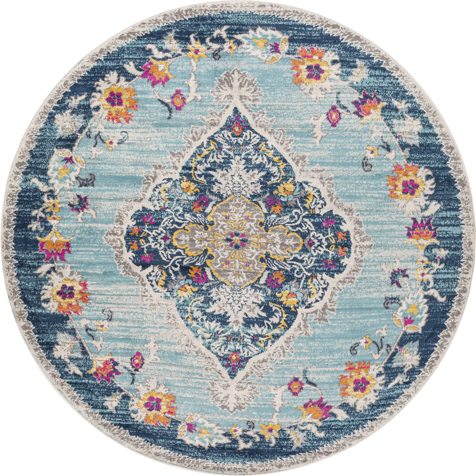 Loransa I Blue 6'7 Round Rug