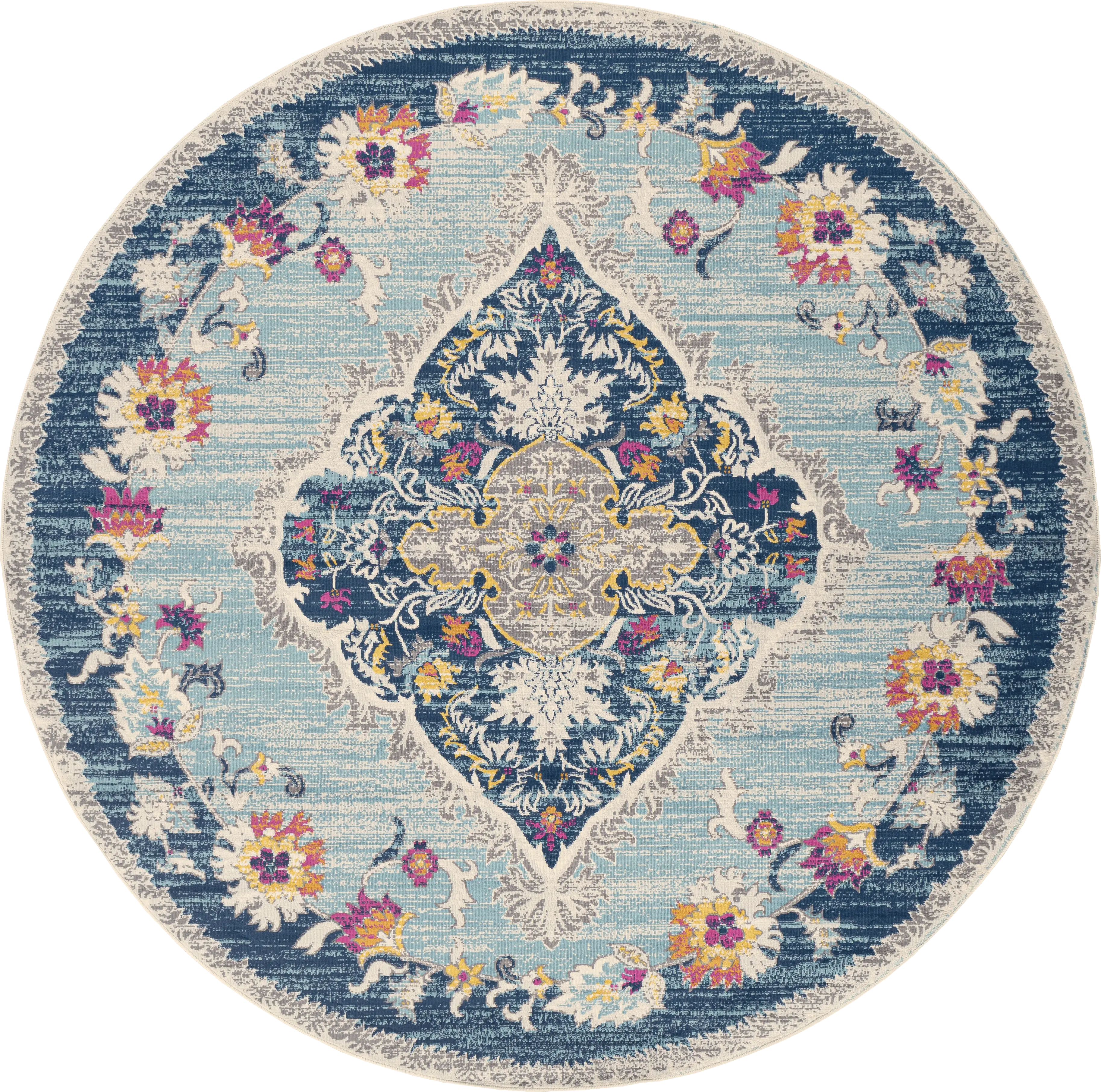 Loransa I Blue 7'10 Round Rug - Thumbnail - Image 1
