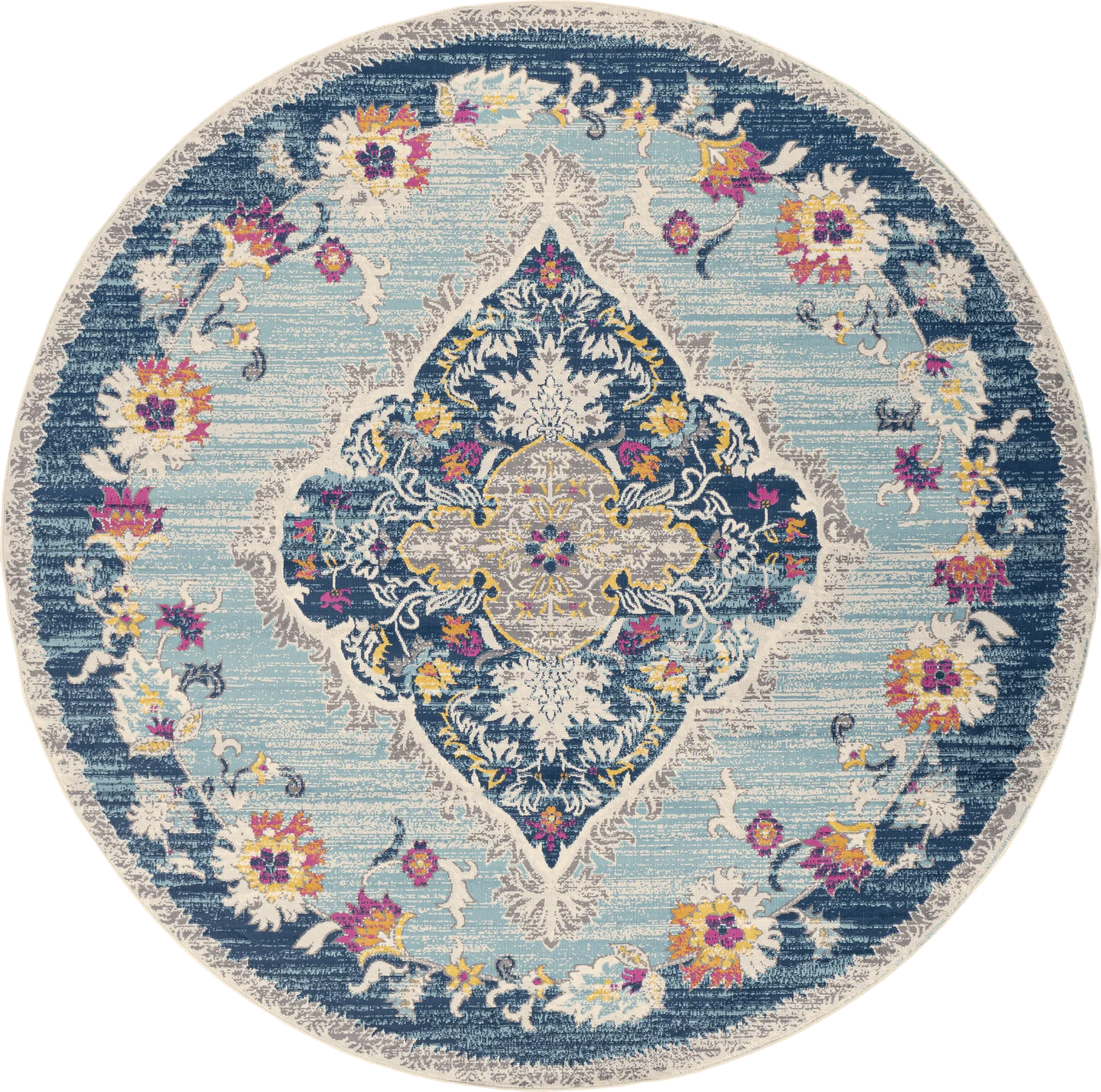 Loransa I Blue 7'10 Round Rug - Image 1