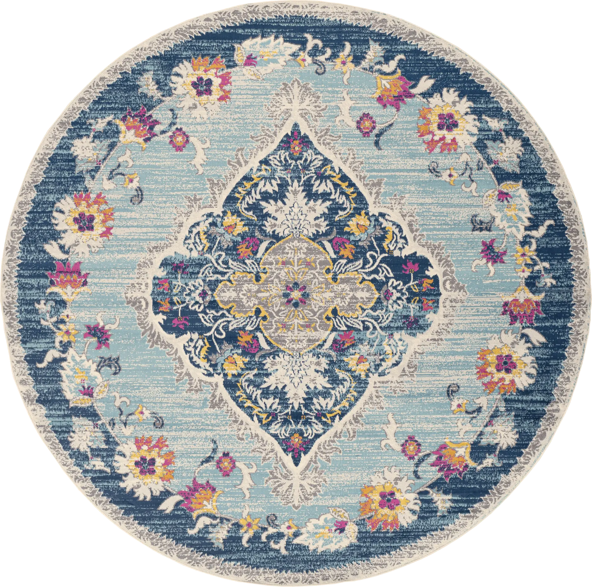 Loransa I Blue 7'10 Round Rug