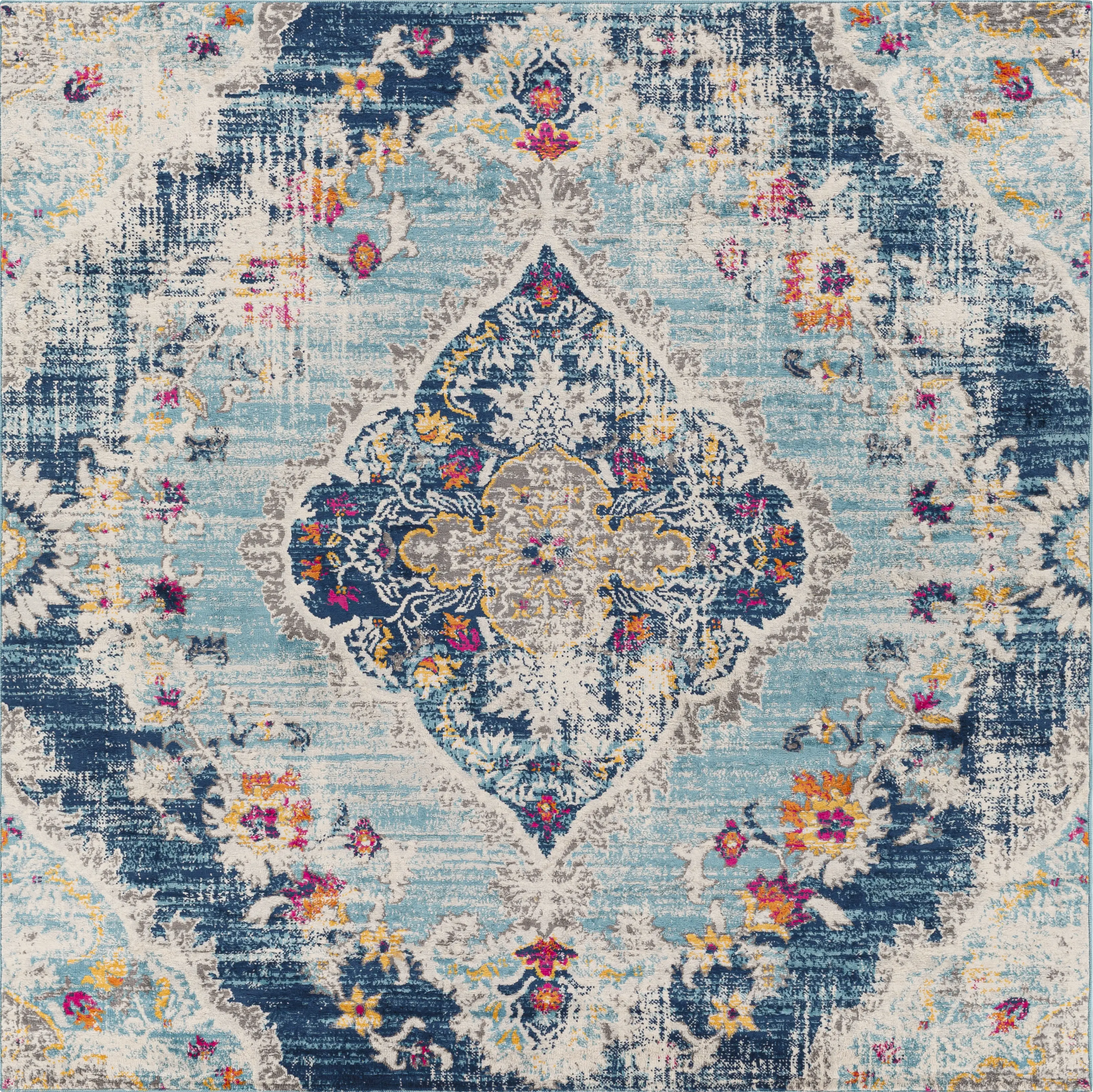 Loransa I Blue 6'7 Square Rug - Thumbnail - Image 1